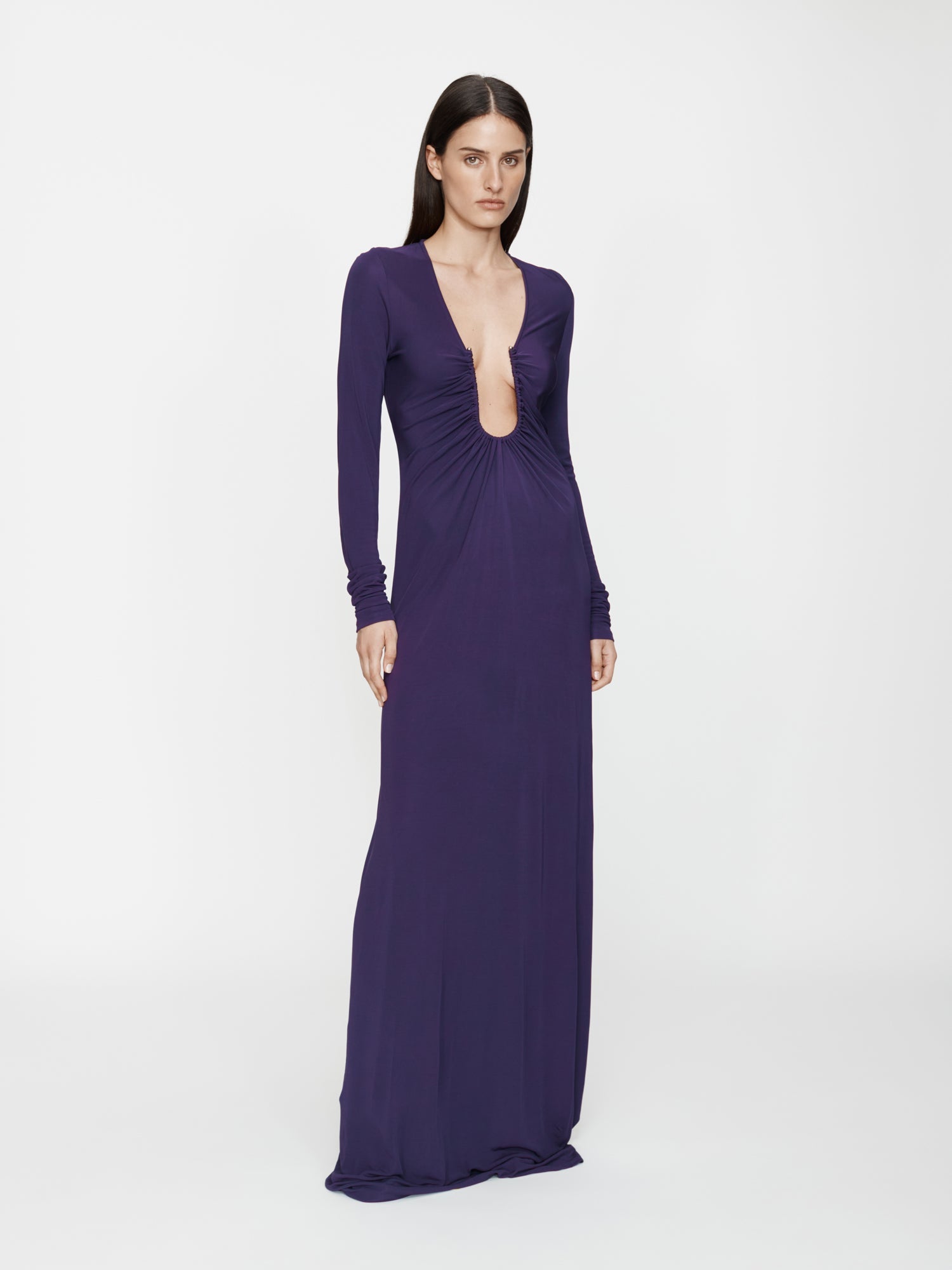 Image of Dresses. Productname: CHRISTOPHER ESBER Arced Palm Long Sleeve Dress in Violet colour by brand - CHRISTOPHER ESBER