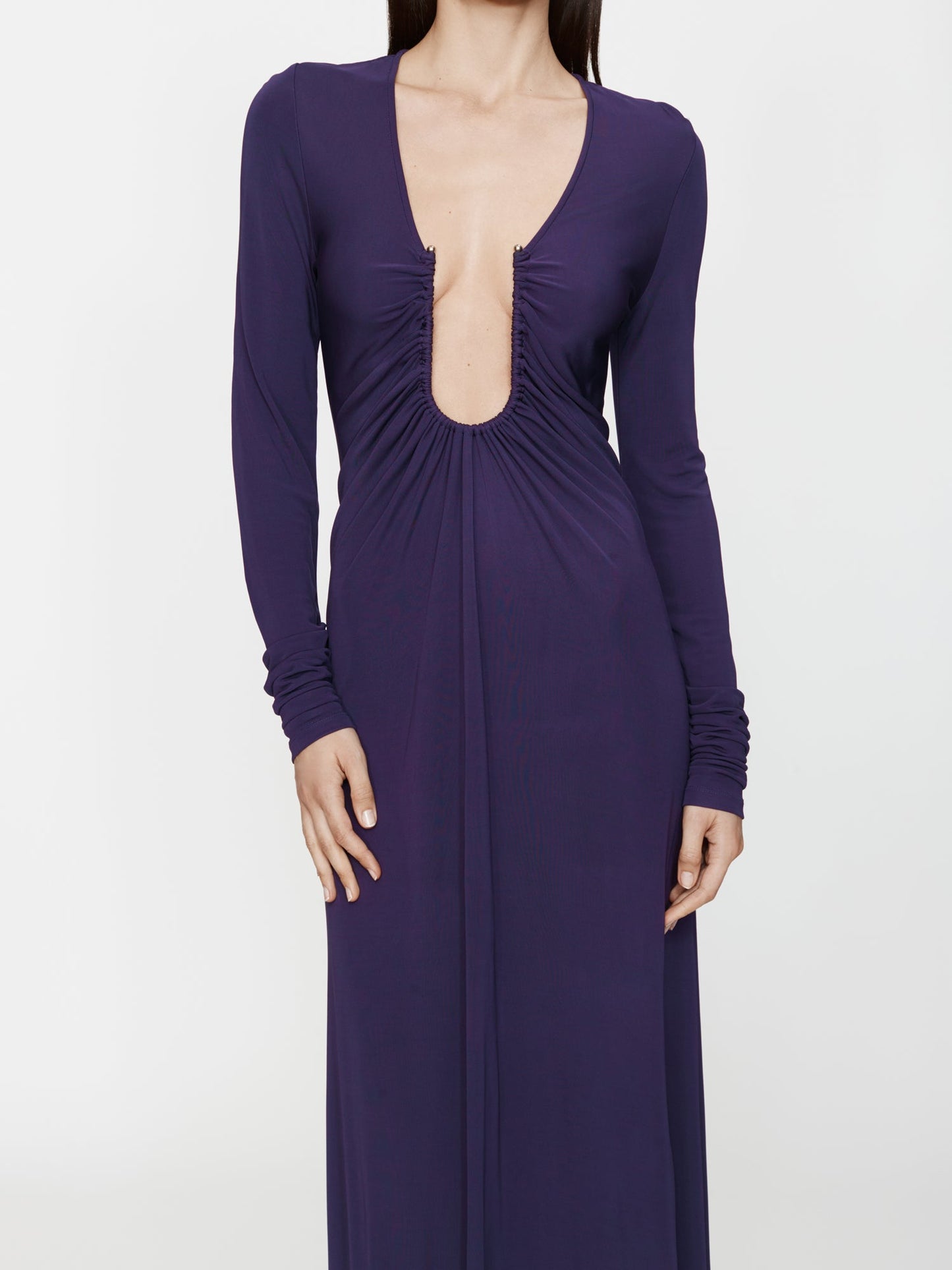 CHRISTOPHER ESBER Arced Palm Long Sleeve Dress (Violet)