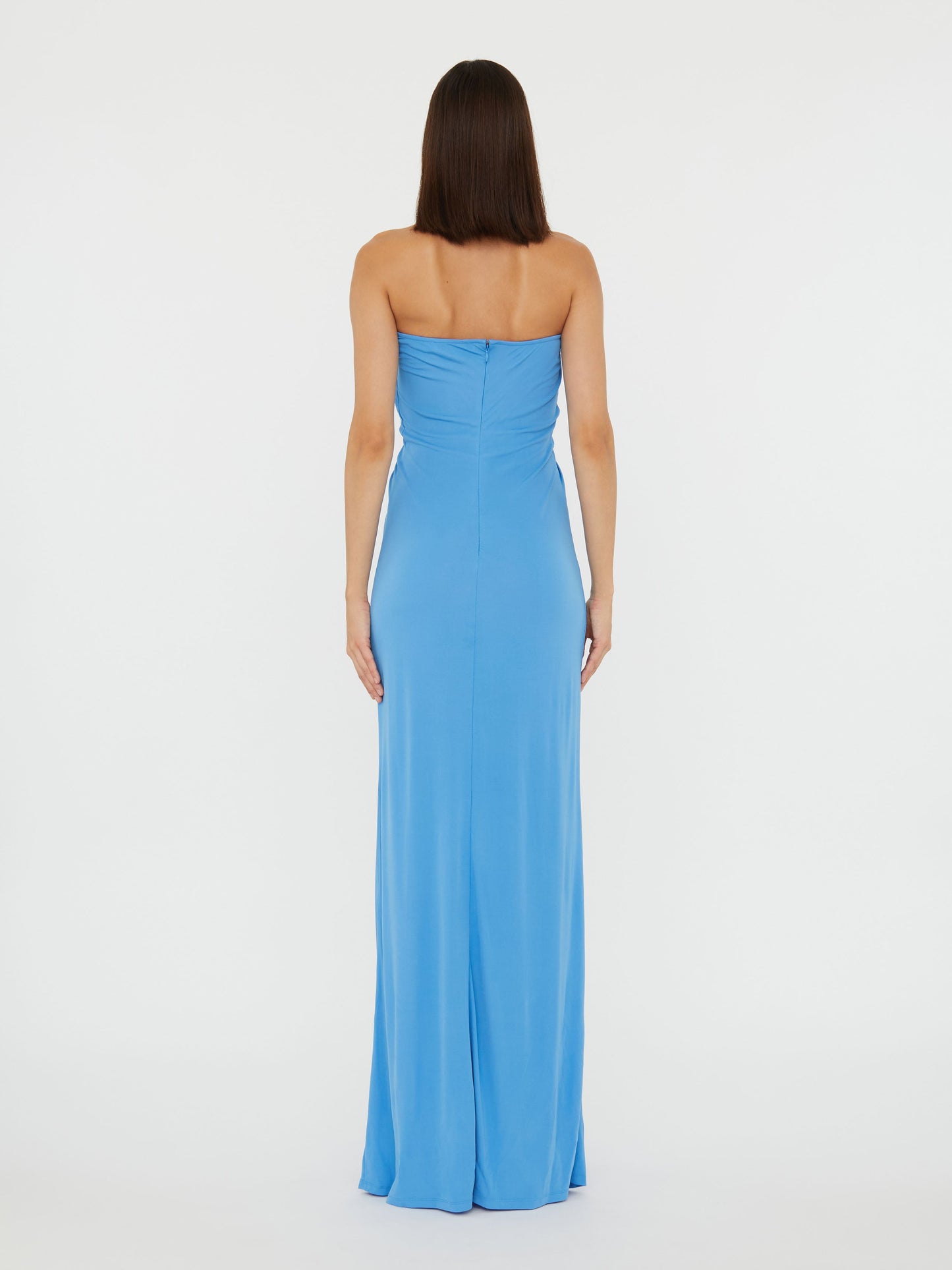 Christopher Esber Arced Palm Strapless Dress (Blue)