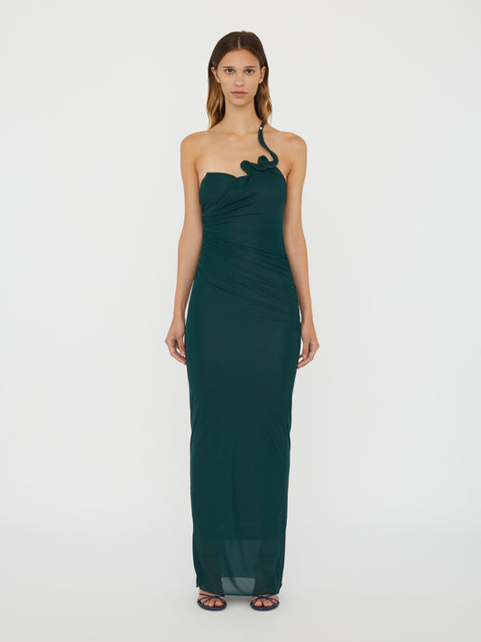 Image of Dresses. Product name - Venus Single Strap Cami Dress in Evergreen colour by brand - Christopher Esber
