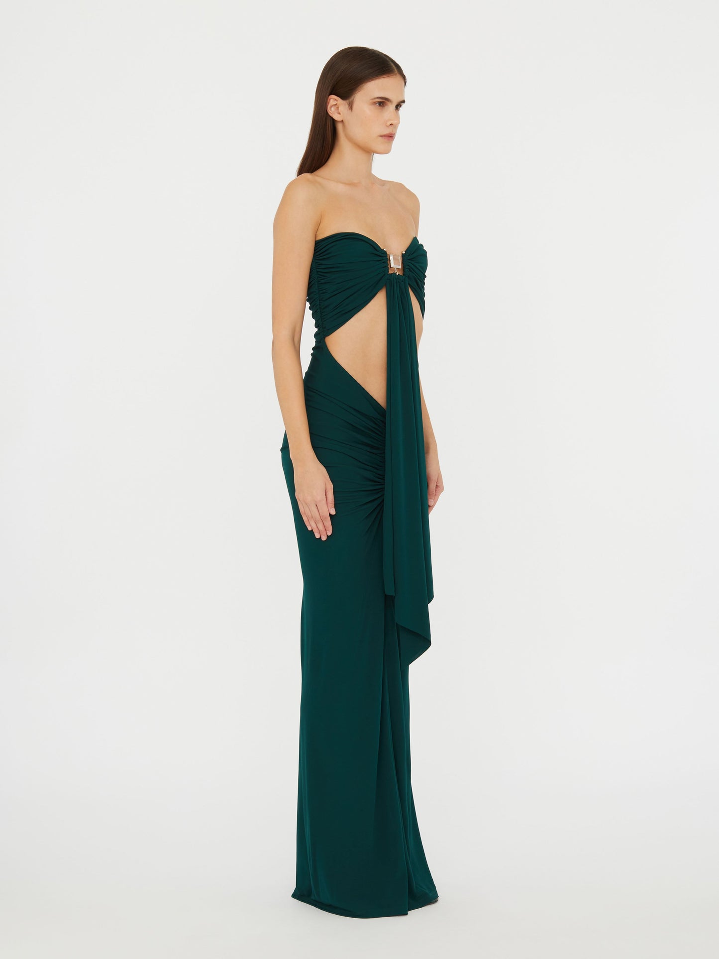 Christopher Esber Bezel Quartz Disconnect Dress (Evergreen)