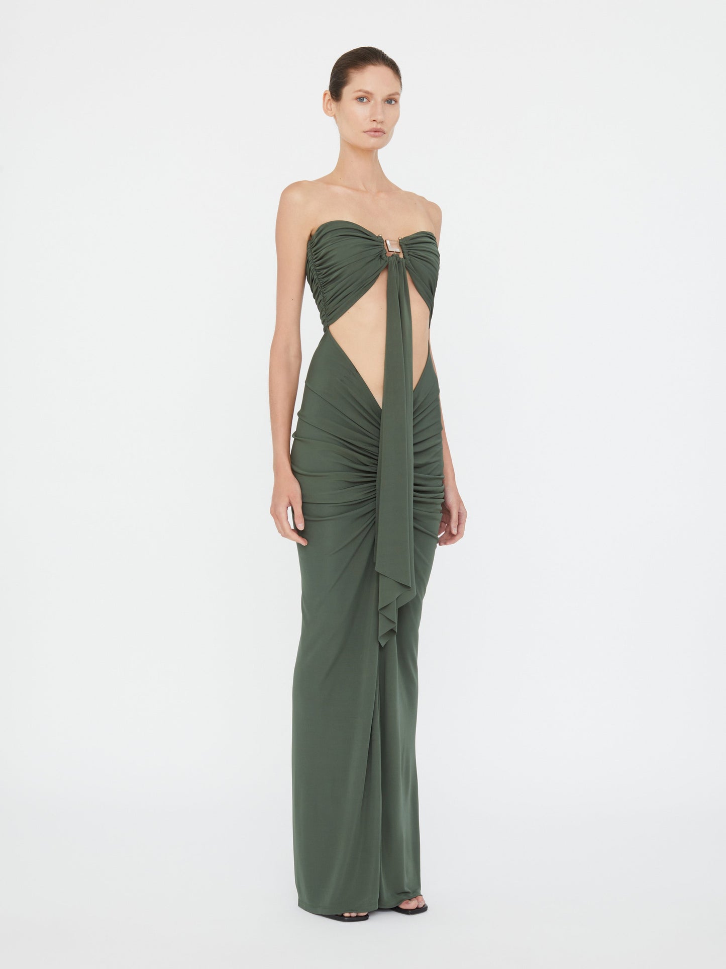 Christopher Esber Bezel Quartz Disconnect Dress (Green)