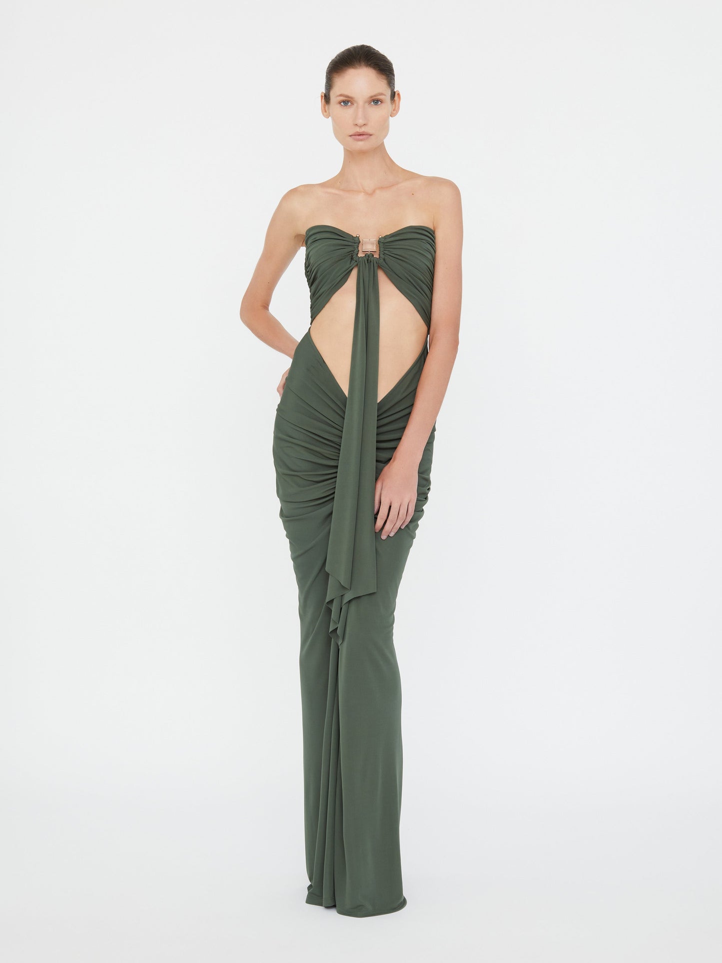 Christopher Esber Bezel Quartz Disconnect Dress (Green)