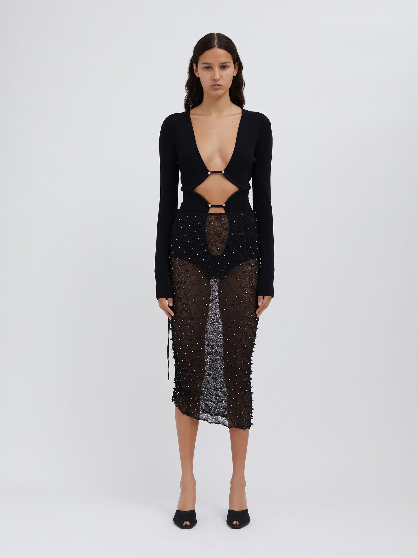Christopher Esber Bracket Knit Bodysuit (Black)