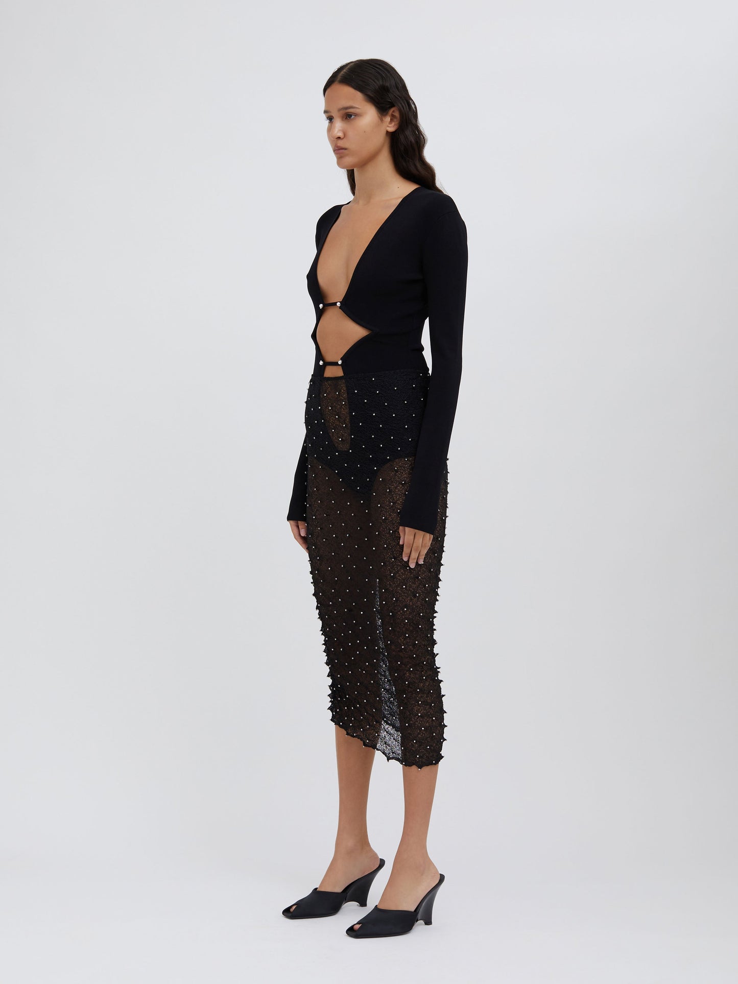 Christopher Esber Bracket Knit Bodysuit (Black)