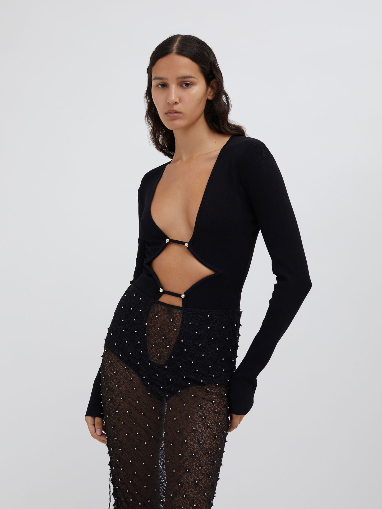 Christopher Esber Bracket Knit Bodysuit (Black)