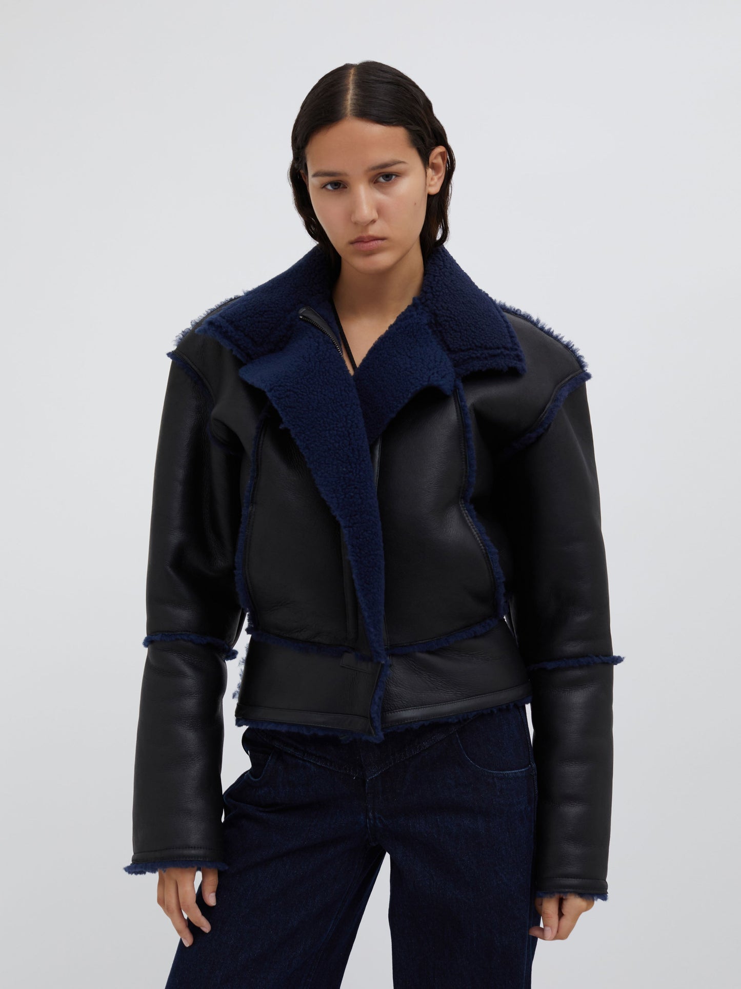 Christopher Esber Aviator Shearling Jacket (Graphite)