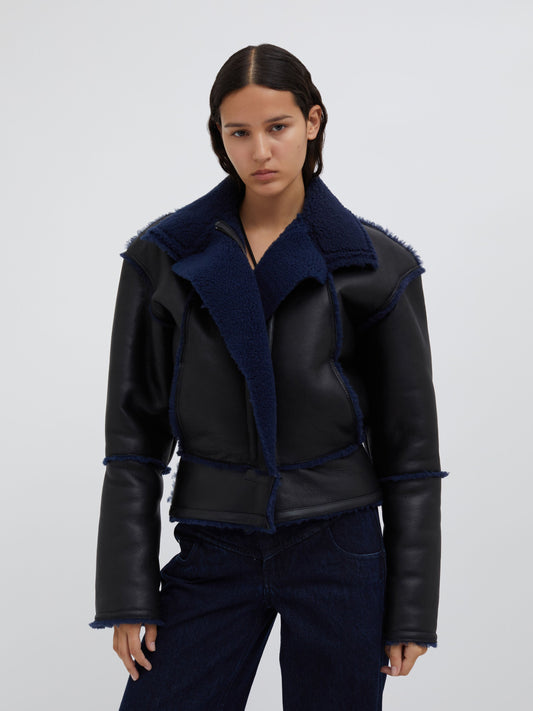 Christopher Esber Aviator Shearling Jacket (Graphite)