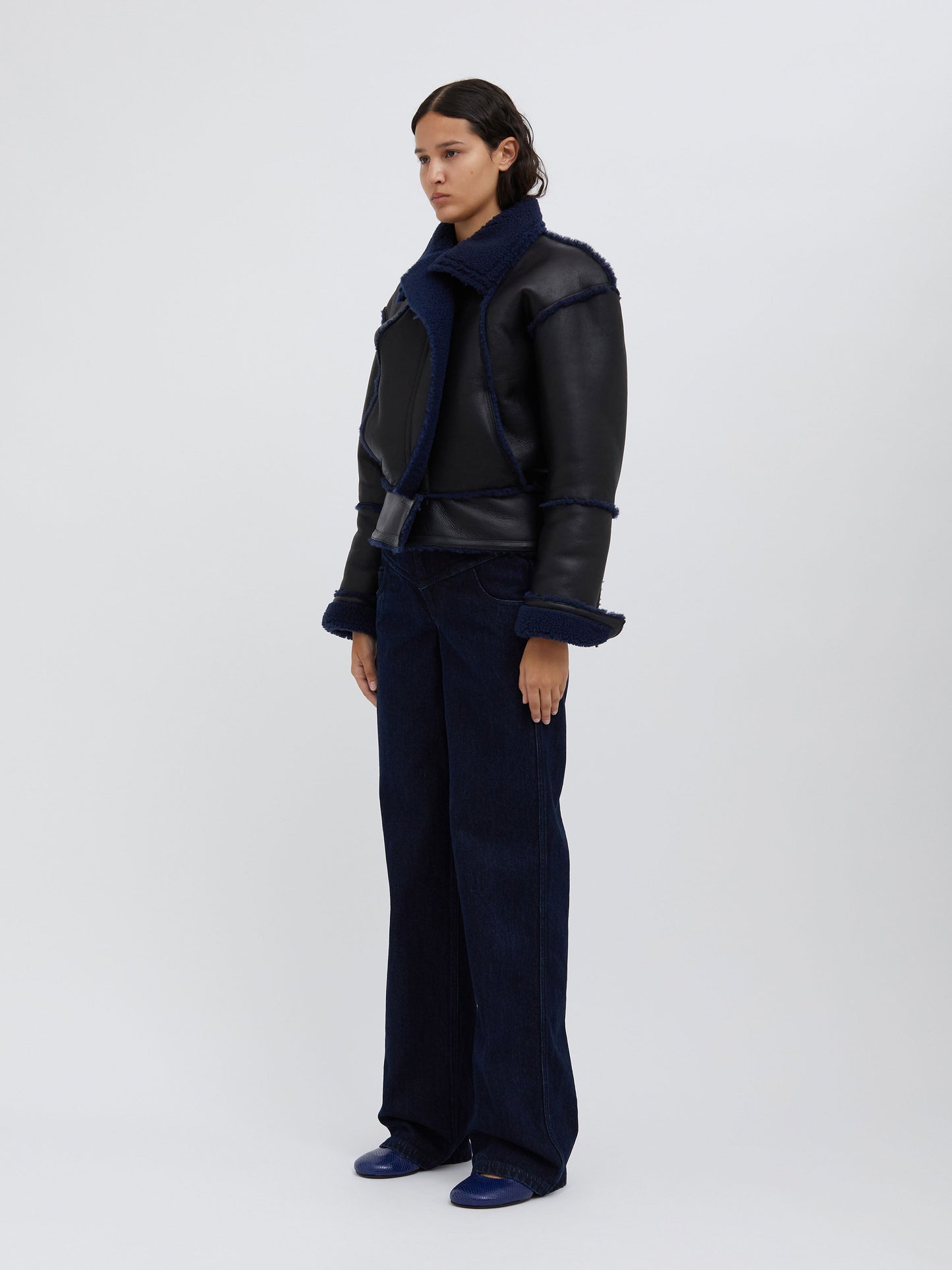 Christopher Esber Aviator Shearling Jacket (Graphite)