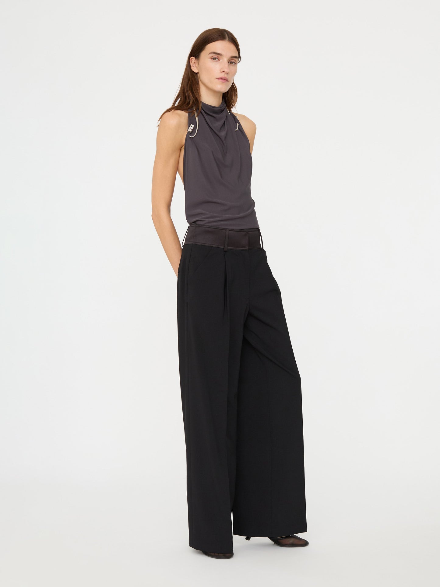 Christopher Esber Levitate Halter Top (Charcoal)