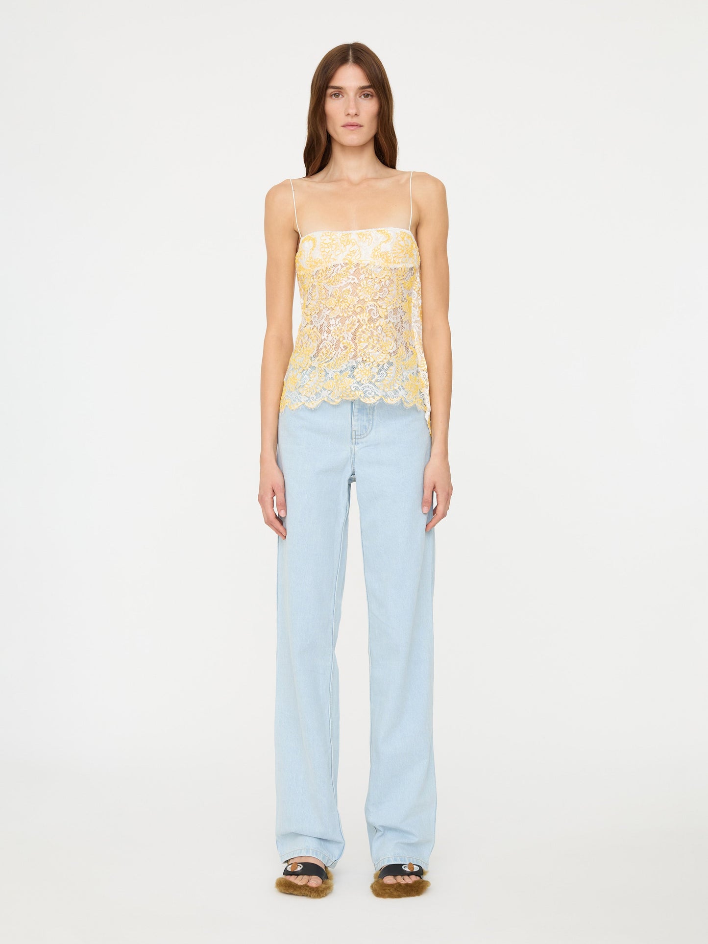 Christopher Esber Floating Lace Balconette Cami (Yellow)