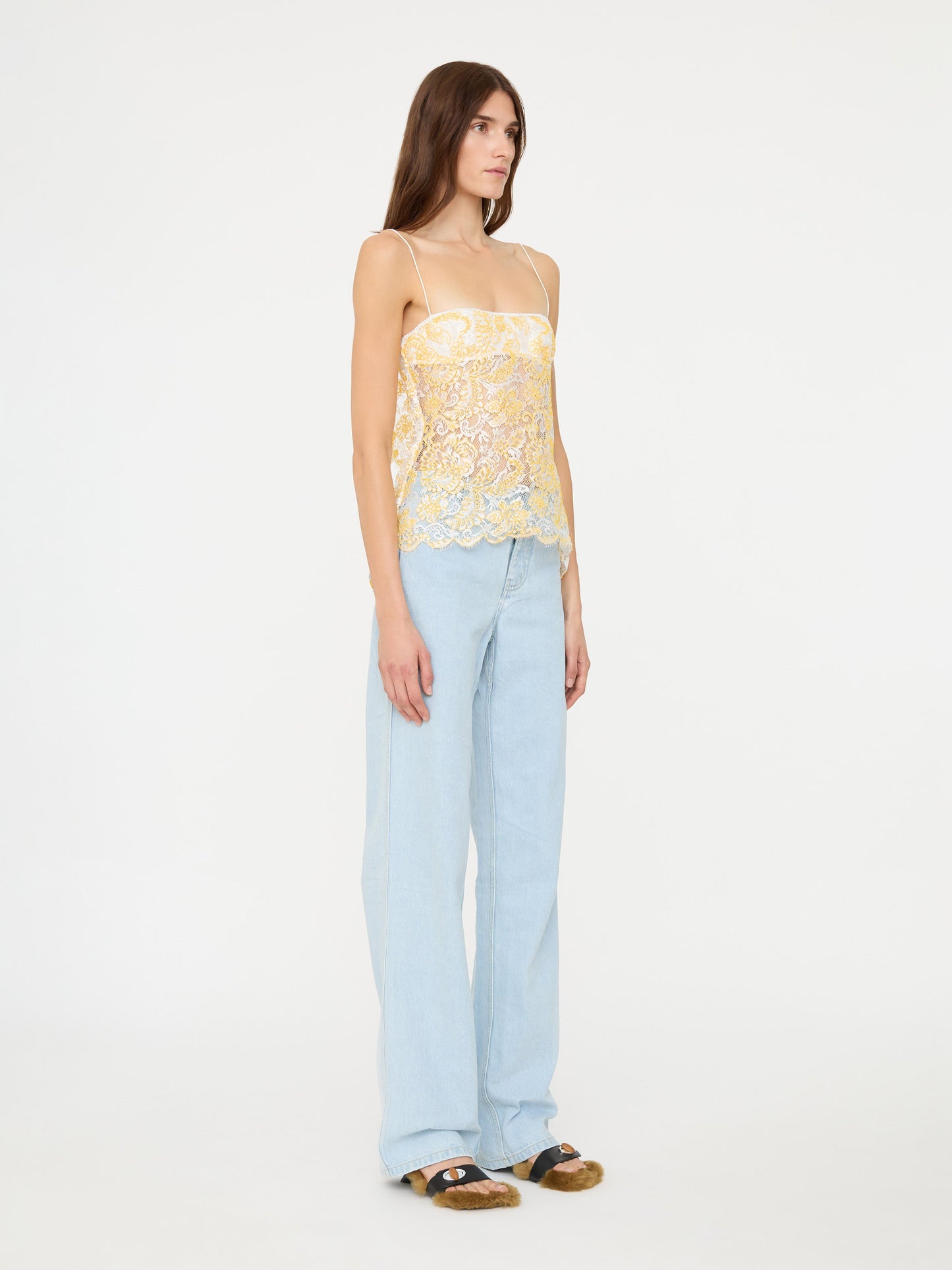 Christopher Esber Floating Lace Balconette Cami (Yellow)