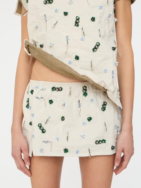 Christopher Esber Embla Beaded Crushed Micro Skirt (Multi)