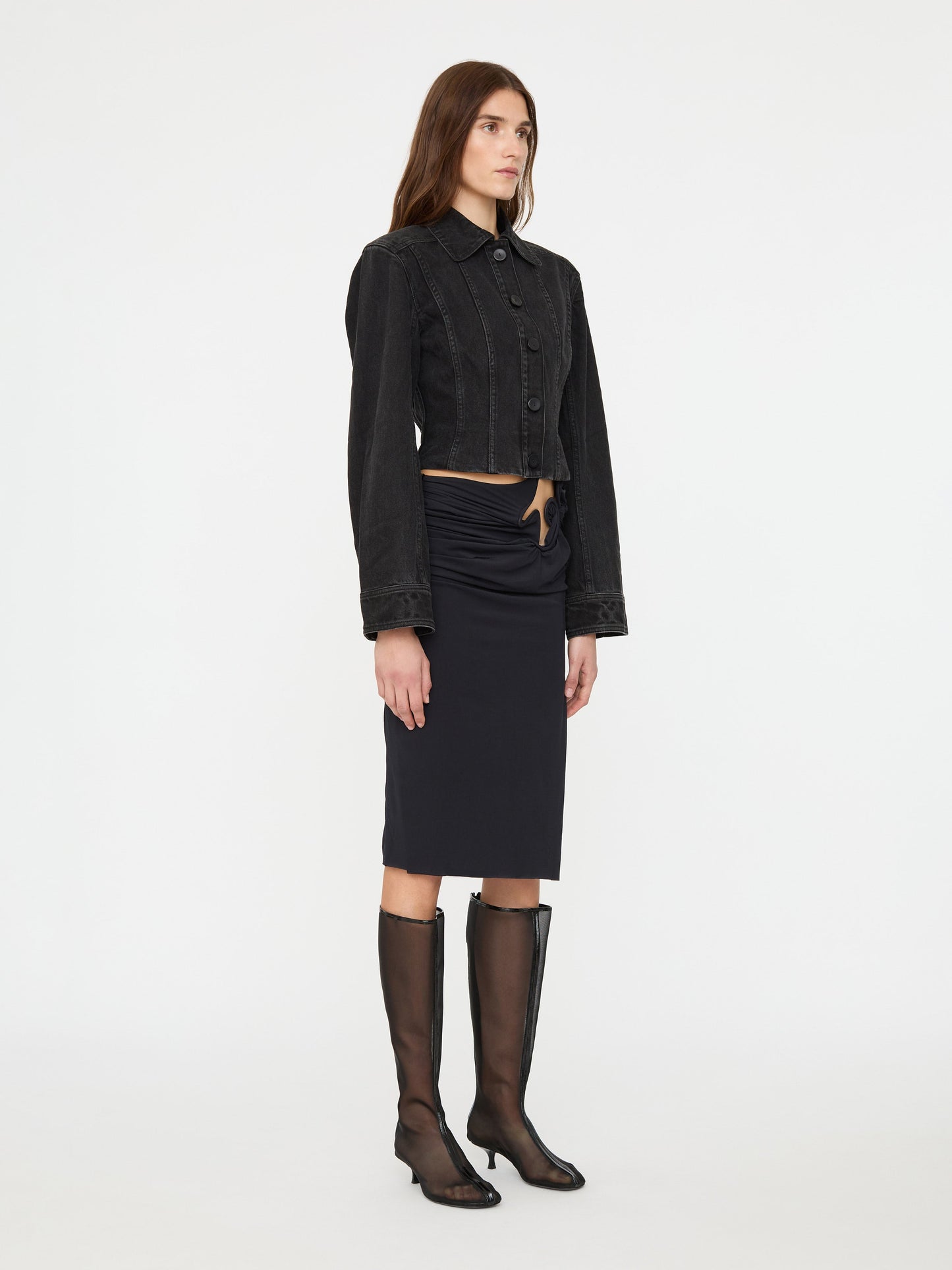 Christopher Esber Cinched Denim Jacket (Black)