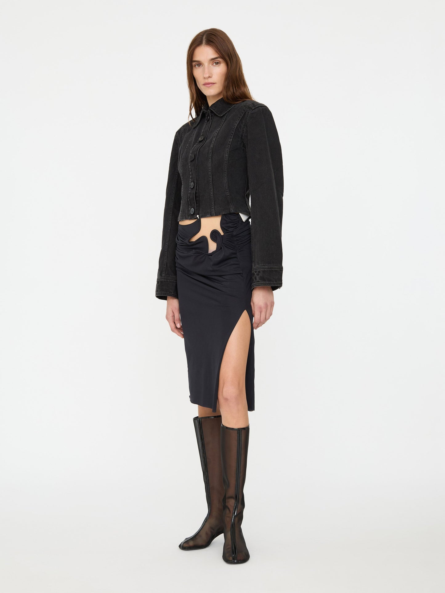 Christopher Esber Cinched Denim Jacket (Black)