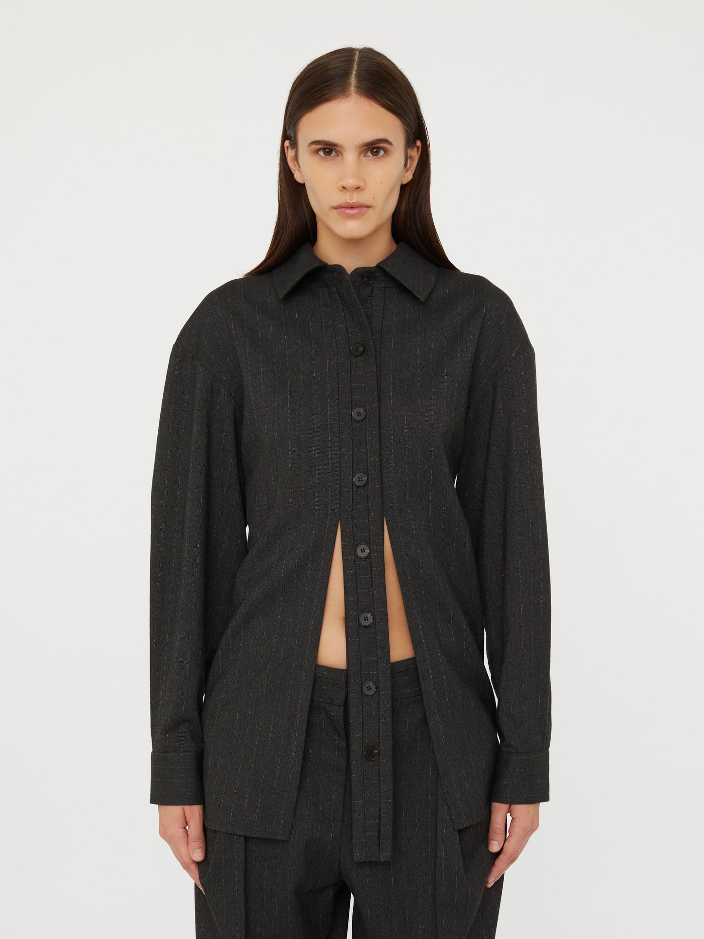 Image of Shirts. Product name - Tailored Floating Tab Shirt in Stripe colour by brand - Christopher Esber