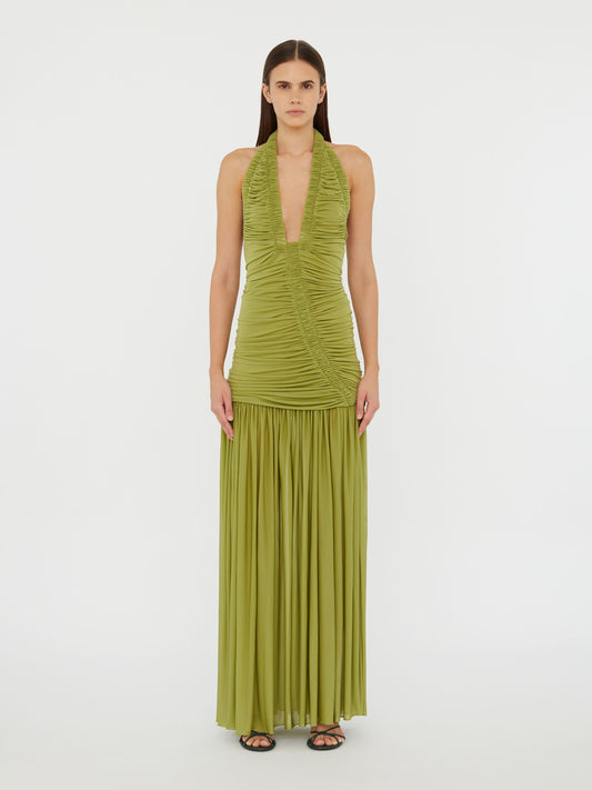 Image of Dresses. Productname: Christopher Esber Orion Gown in Olive colour by brand - Christopher Esber