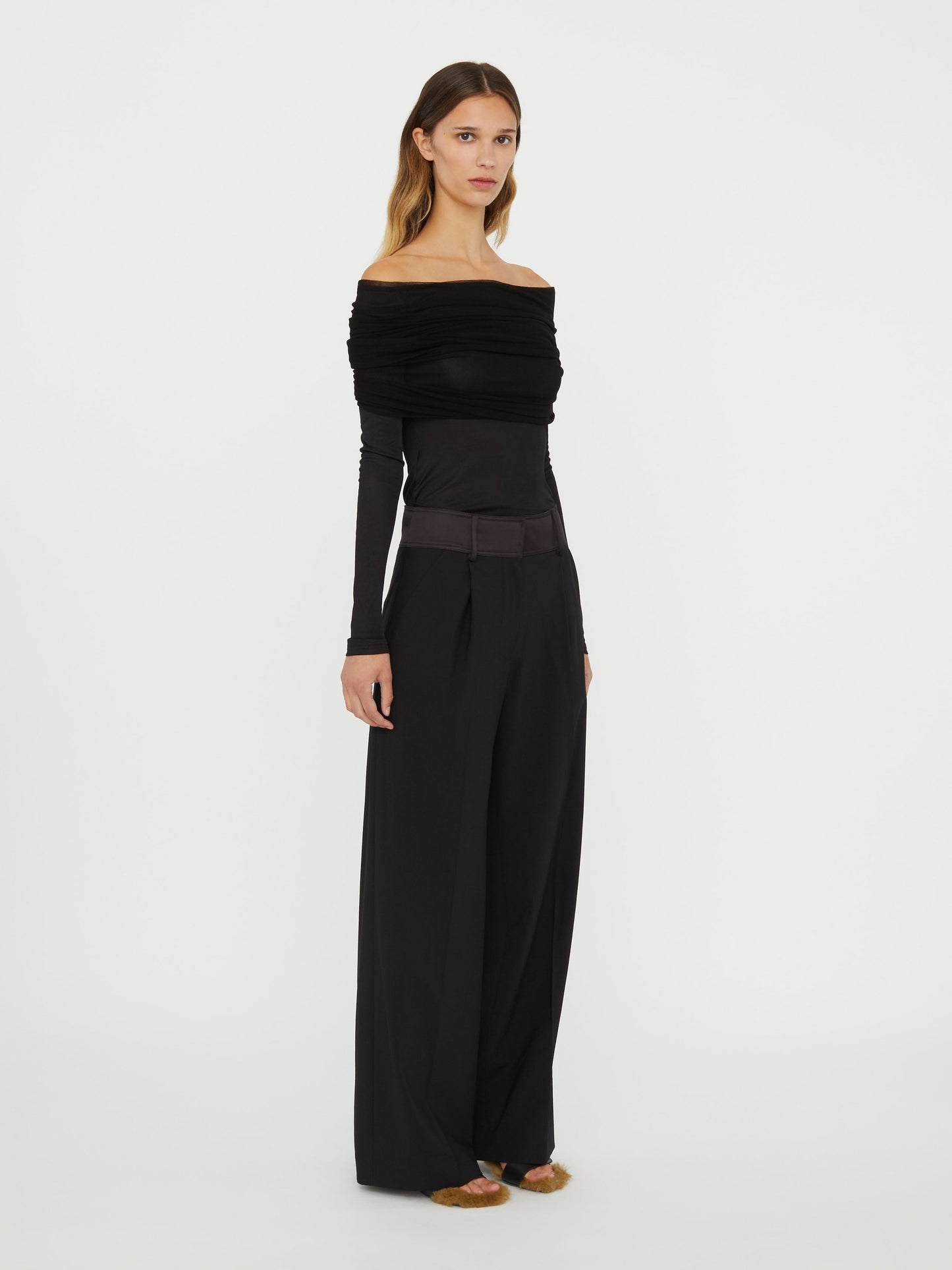 Christopher Esber Sonora Veiled Long Sleeve Top (Black)