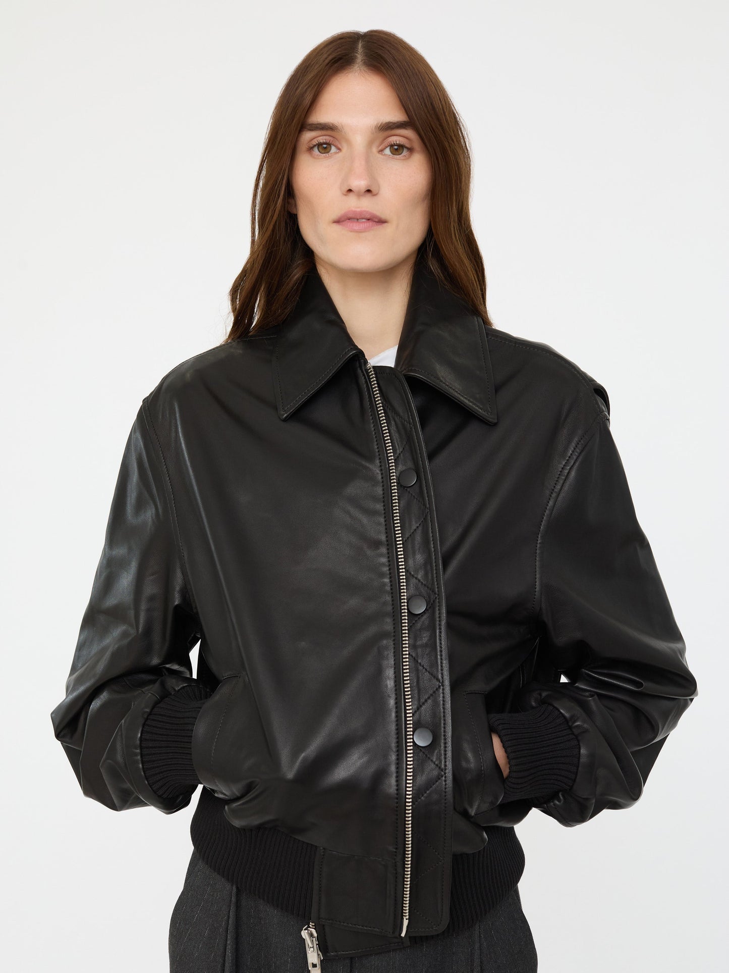 Christopher Esber Leather Flight Bomber (Black)