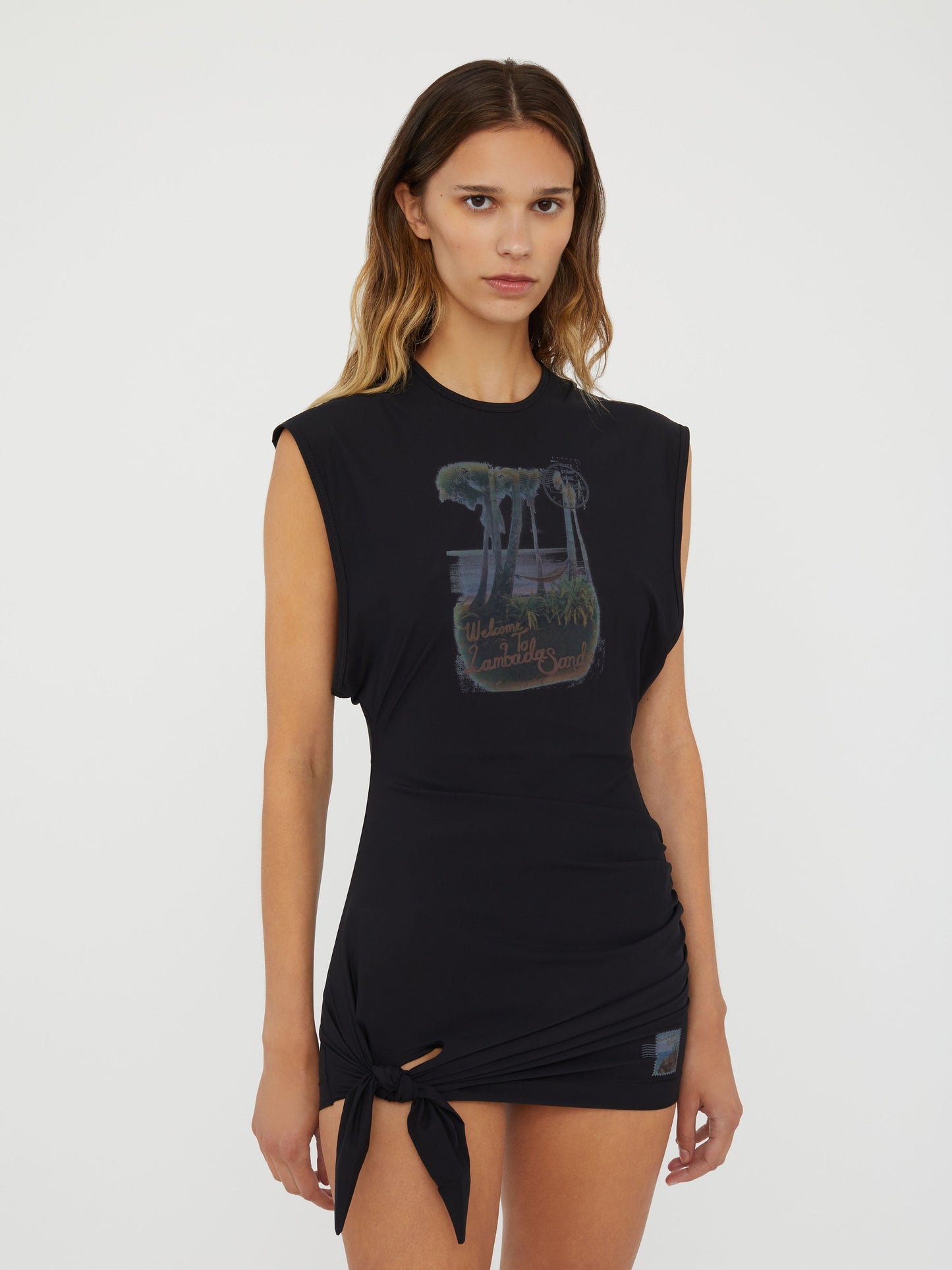 Christopher Esber Lambada Sands Loophole Tie Mini Dress (Black)
