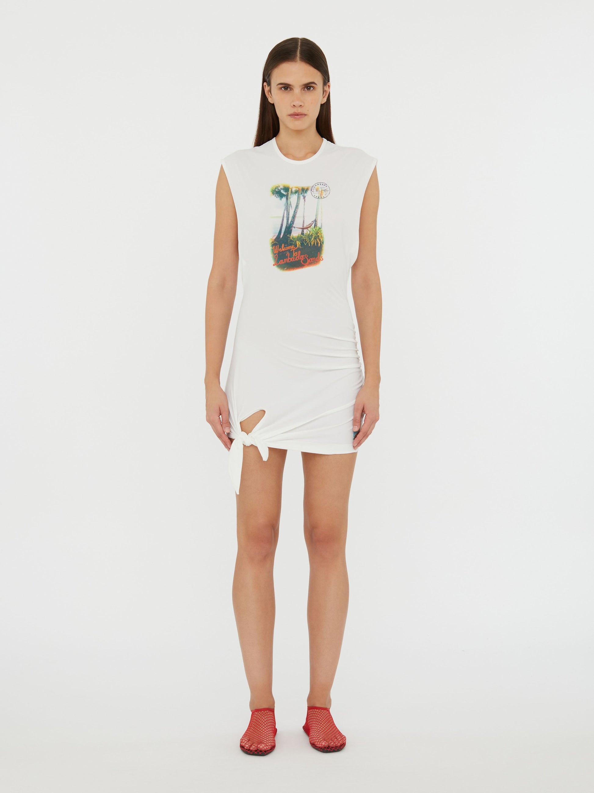 Image of Dresses. Productname: Christopher Esber Lambada Sands Loophole Tie Mini Dress in White colour by brand - Christopher Esber