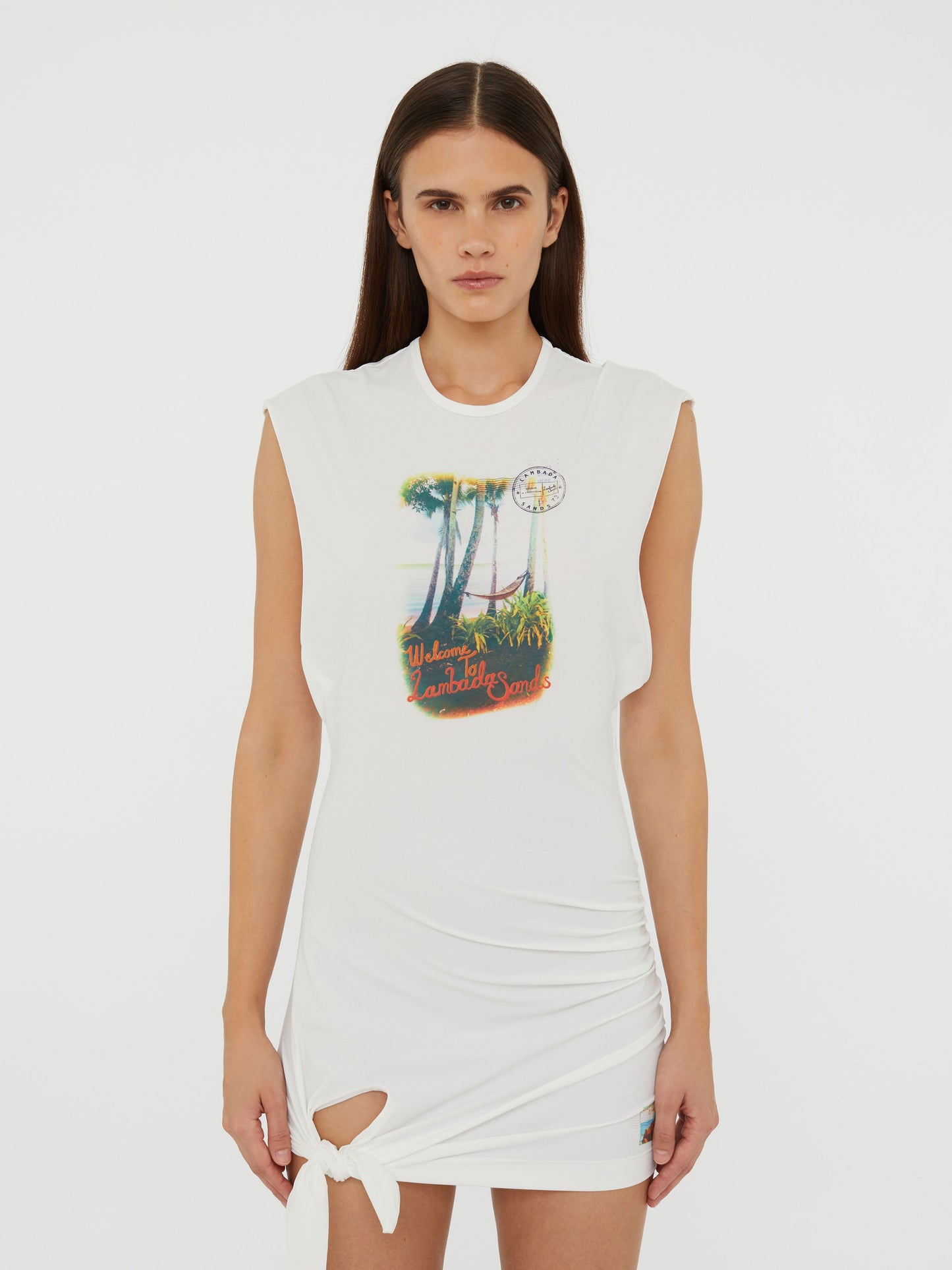 Christopher Esber Lambada Sands Loophole Tie Mini Dress (White)