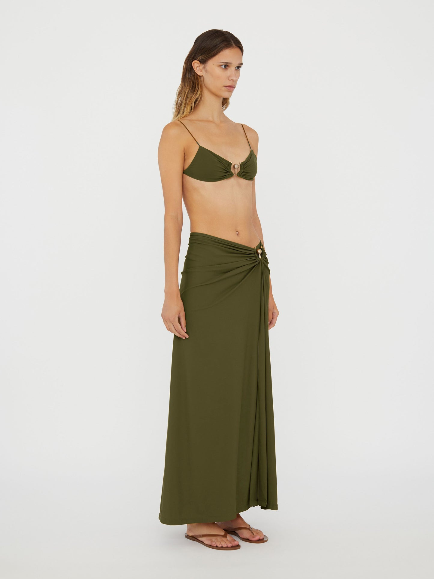 Christopher Esber Ruched Orbit Split Skirt (Kombu)