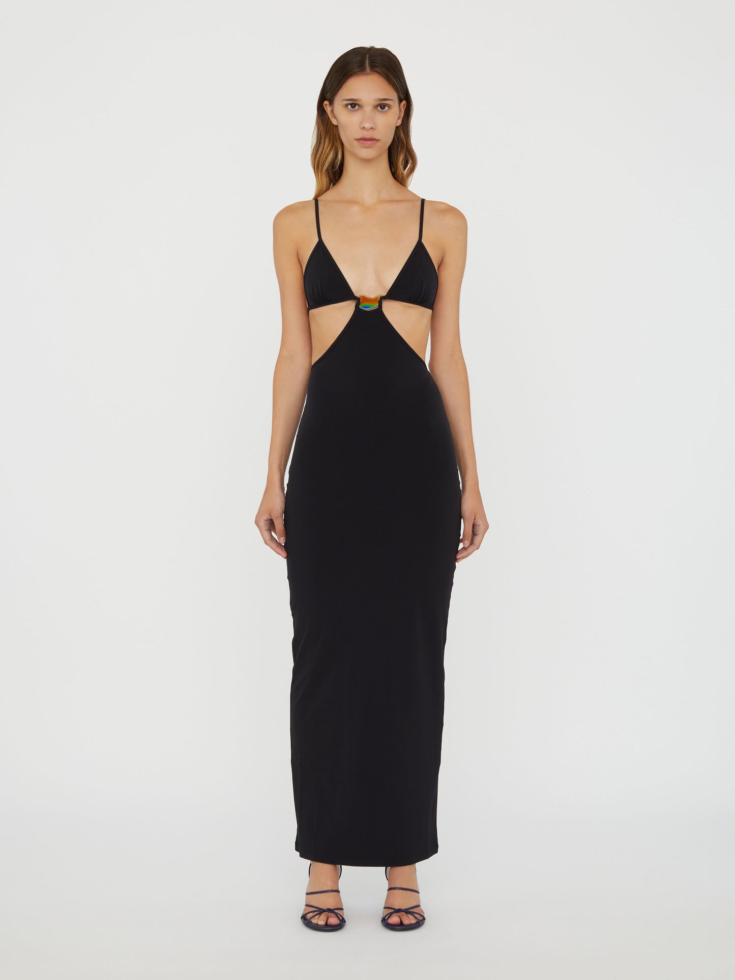 Image of Dresses. Product name - Moodstone Cutaway Lycra Dress in Black colour by brand - Christopher Esber
