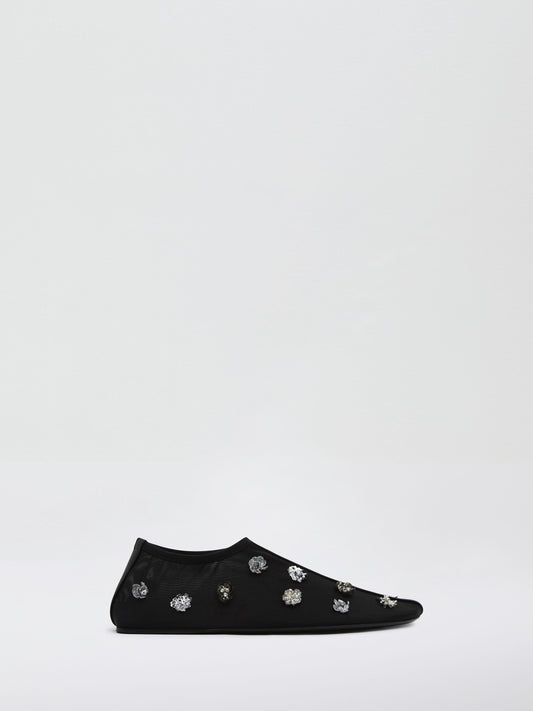 Image of Flats. Product name - Embla Beaded Mesh Flat in Multi colour by brand - Christopher Esber