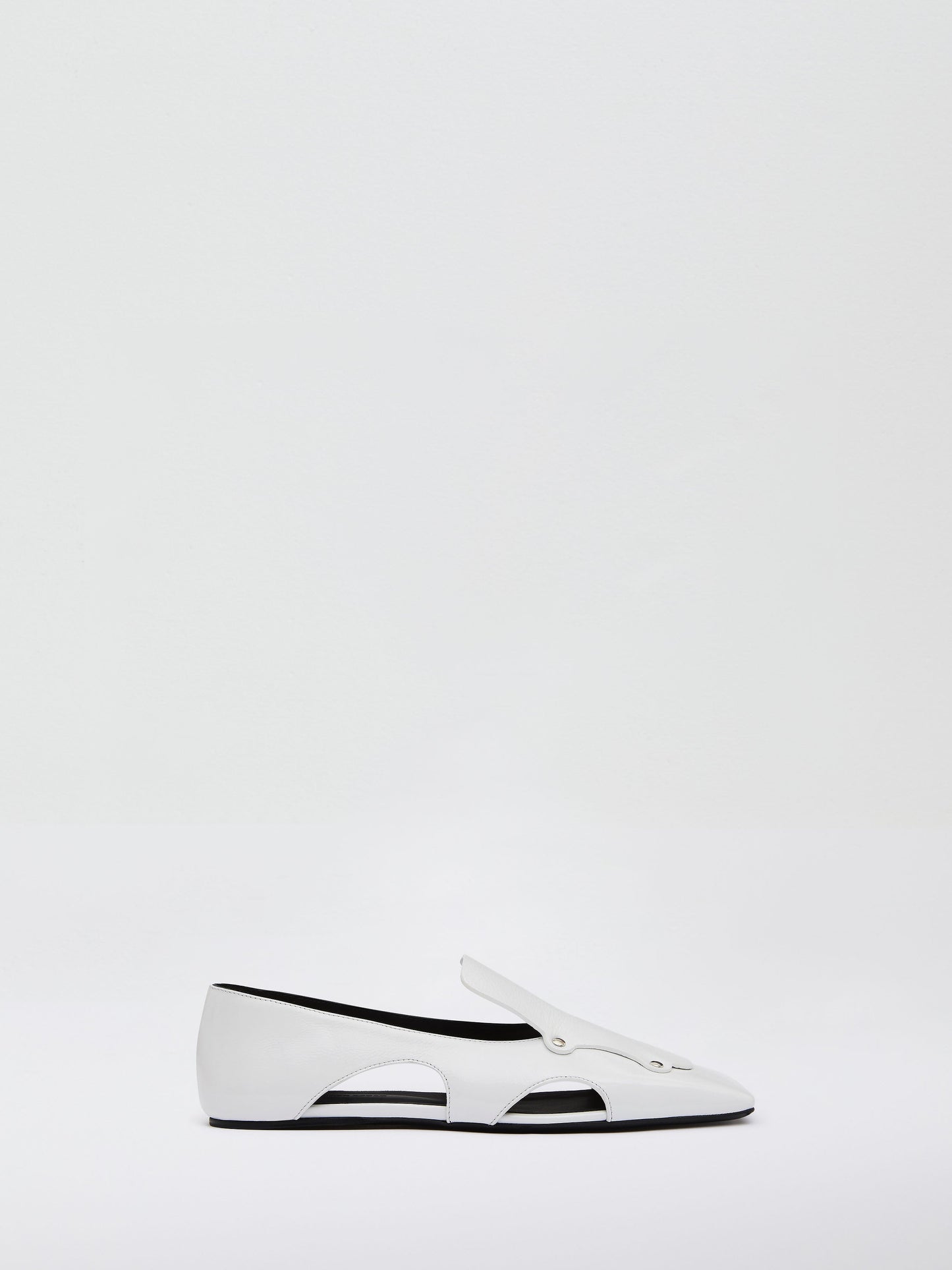 Image of Flats. Product name - Chisel Patent Loafer in White colour by brand - Christopher Esber