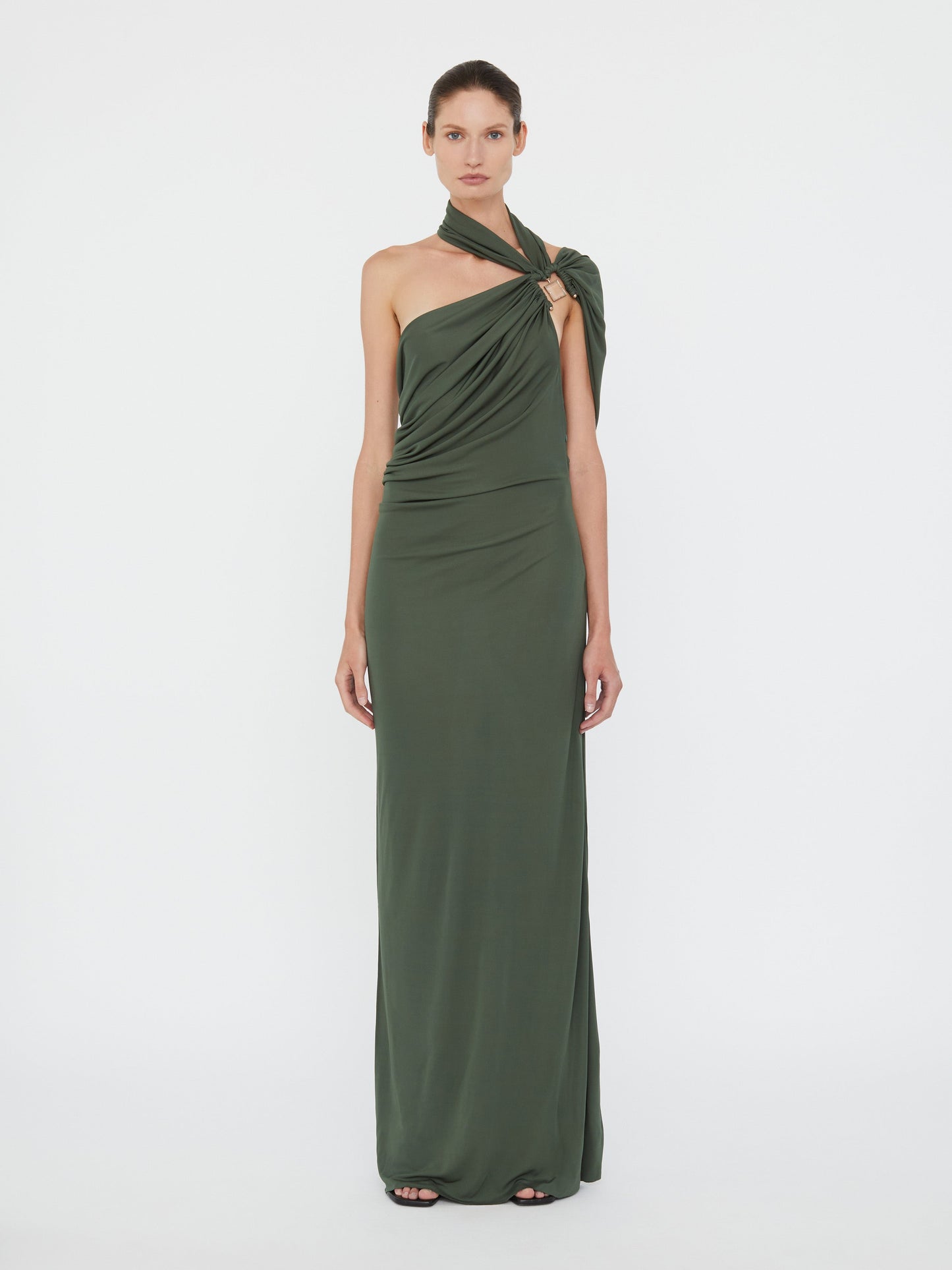 Image of Dresses. Productname: Christopher Esber Bezel Quartz Halter Dress in Green colour by brand - Christopher Esber