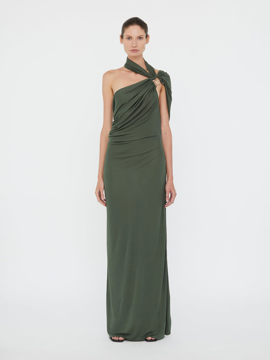 Image of Dresses. Productname: Christopher Esber Bezel Quartz Halter Dress in Green colour by brand - Christopher Esber