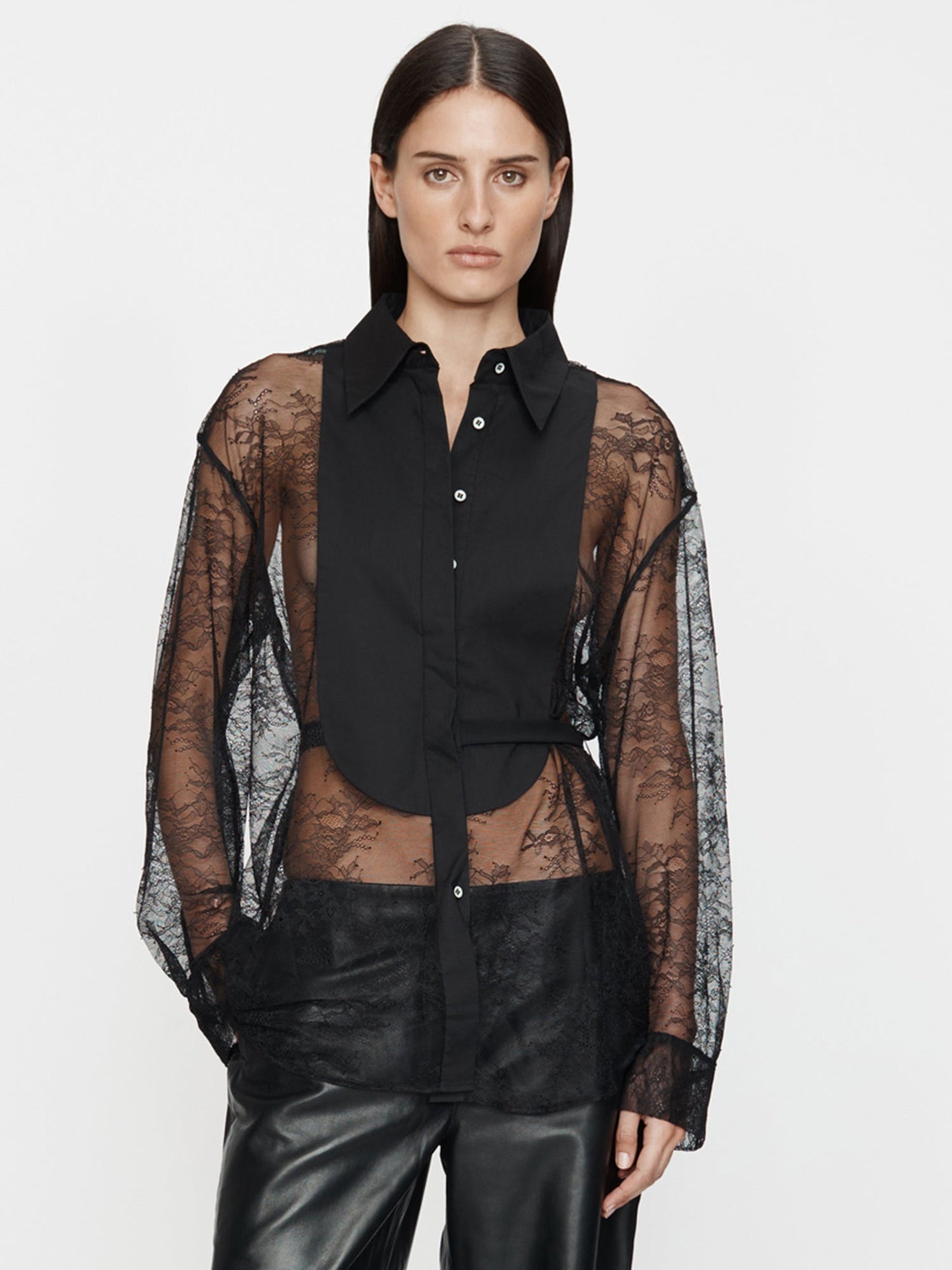 Christopher Esber Lace Tux Shirt (Black)