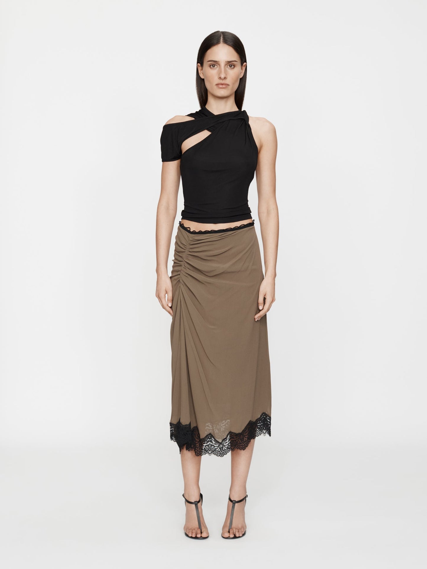 Christopher Esber Crimped Lace Gathered Silk (Skirt)