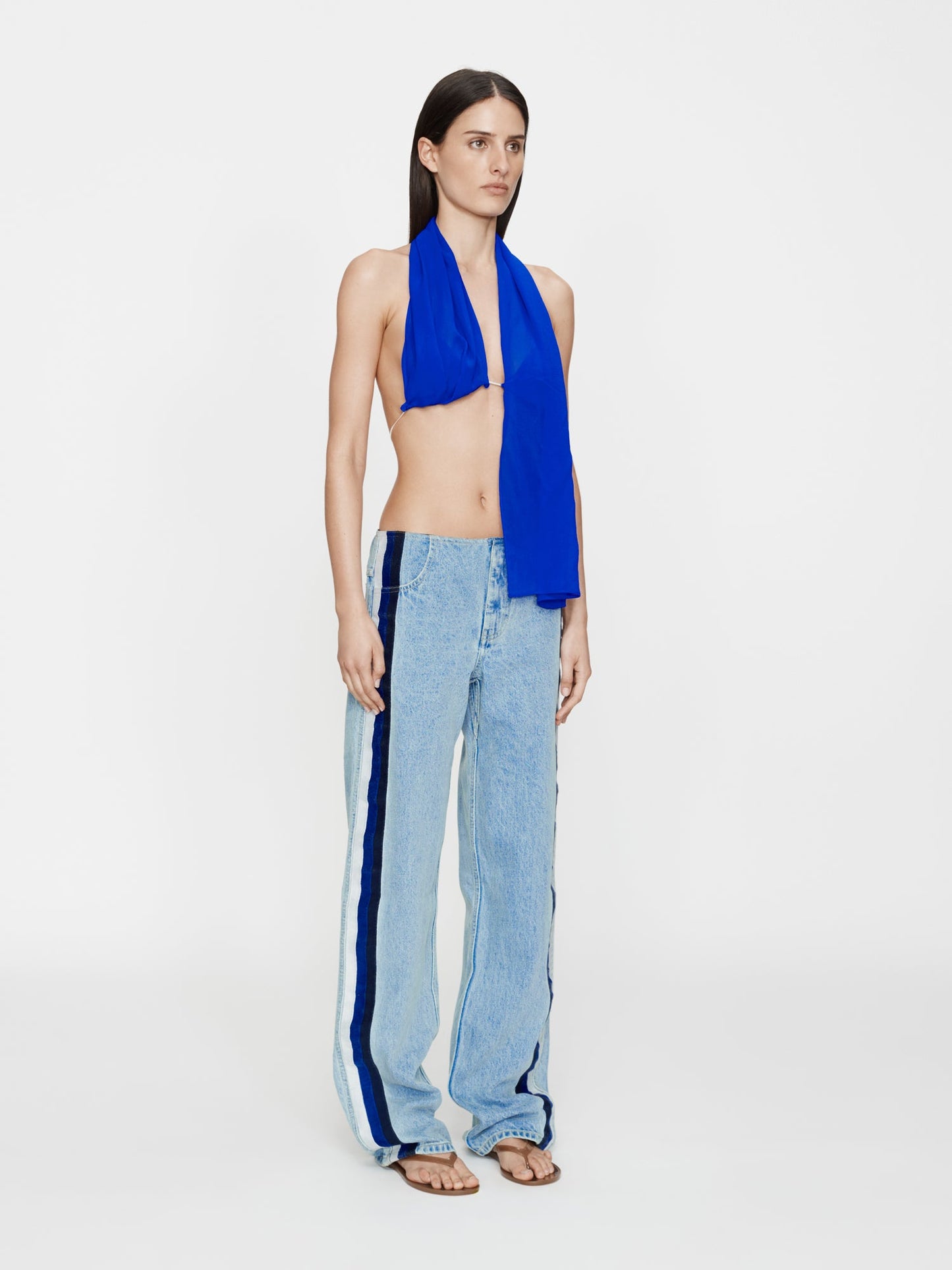 Christopher Esber Silk Scarf Chain Bra Top (Blue)