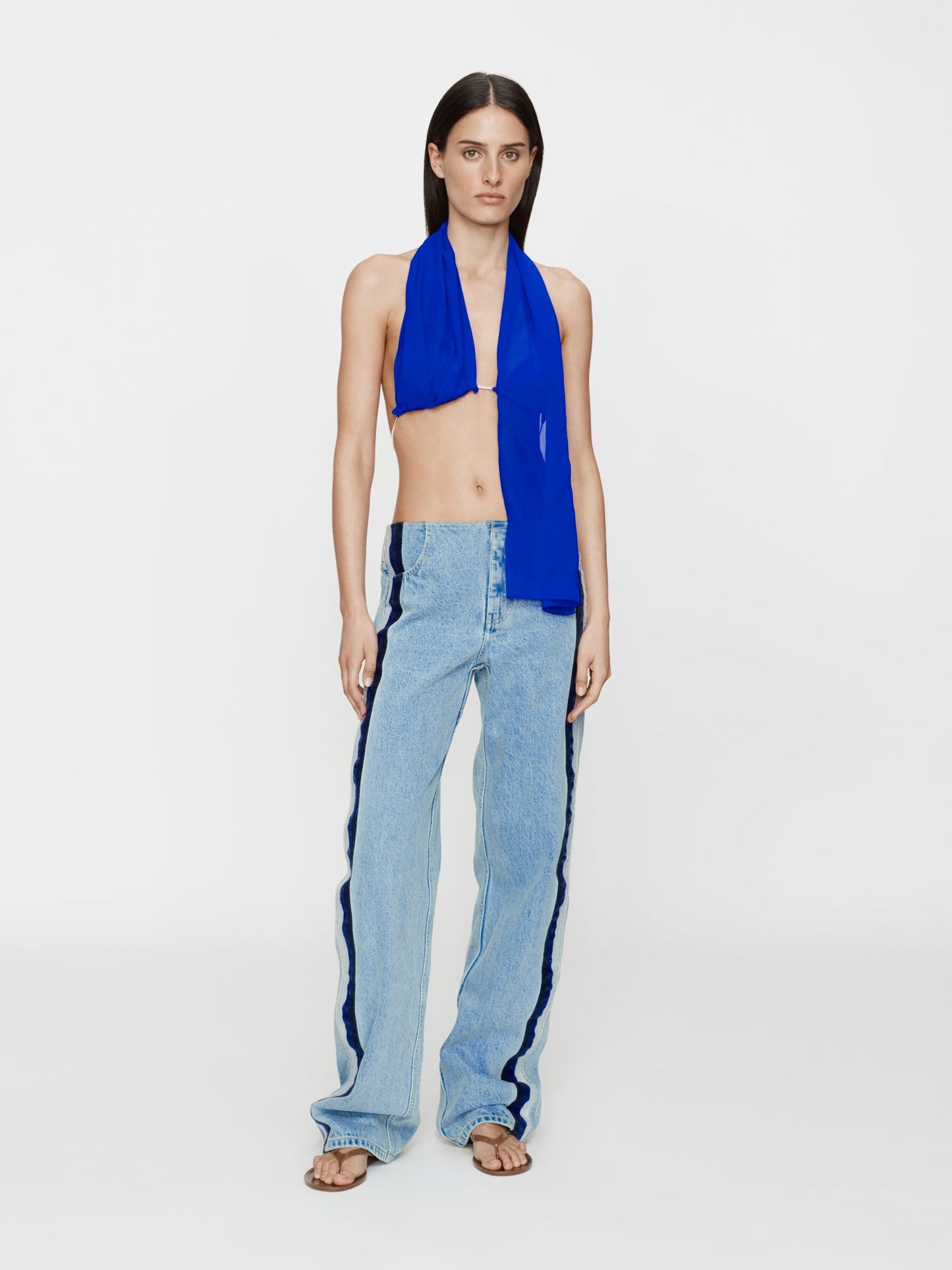 Christopher Esber Silk Scarf Chain Bra Top (Blue)