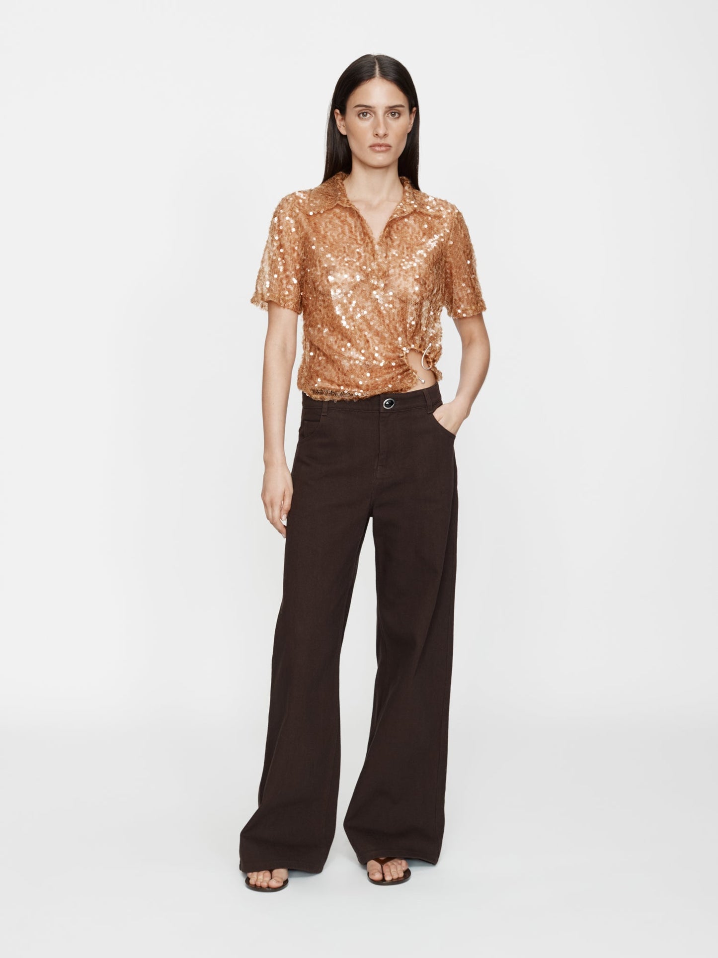 Image of a model wearing Denim. Productname: CHRISTOPHER ESBER Relaxed Denim Jean in Espresso colour by brand - CHRISTOPHER ESBER