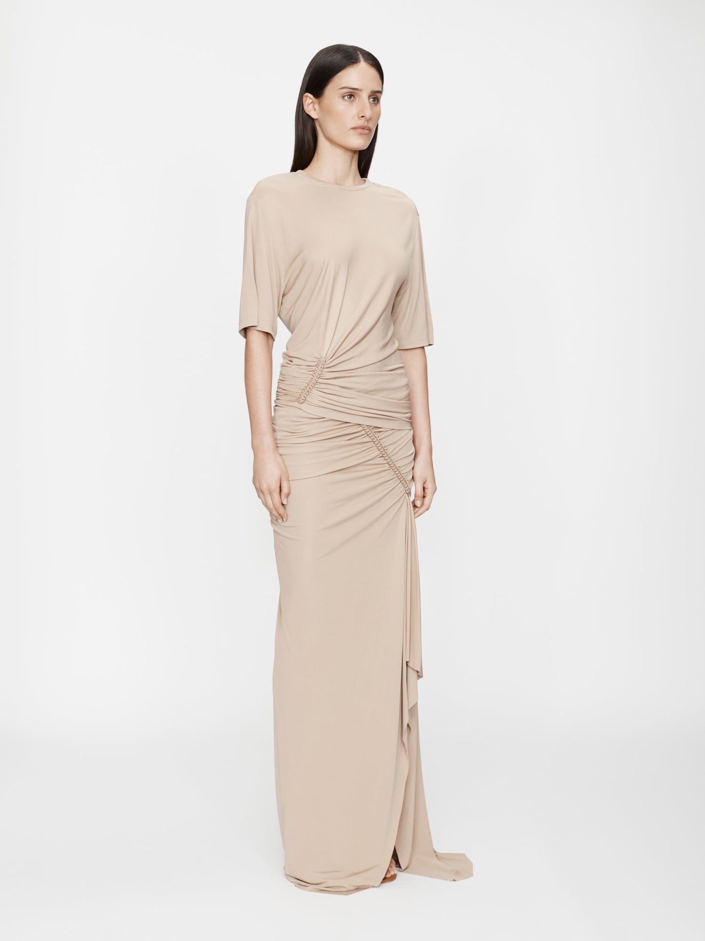 CHRISTOPHER ESBER Shibari Jersey Ruche Skirt (Sand)