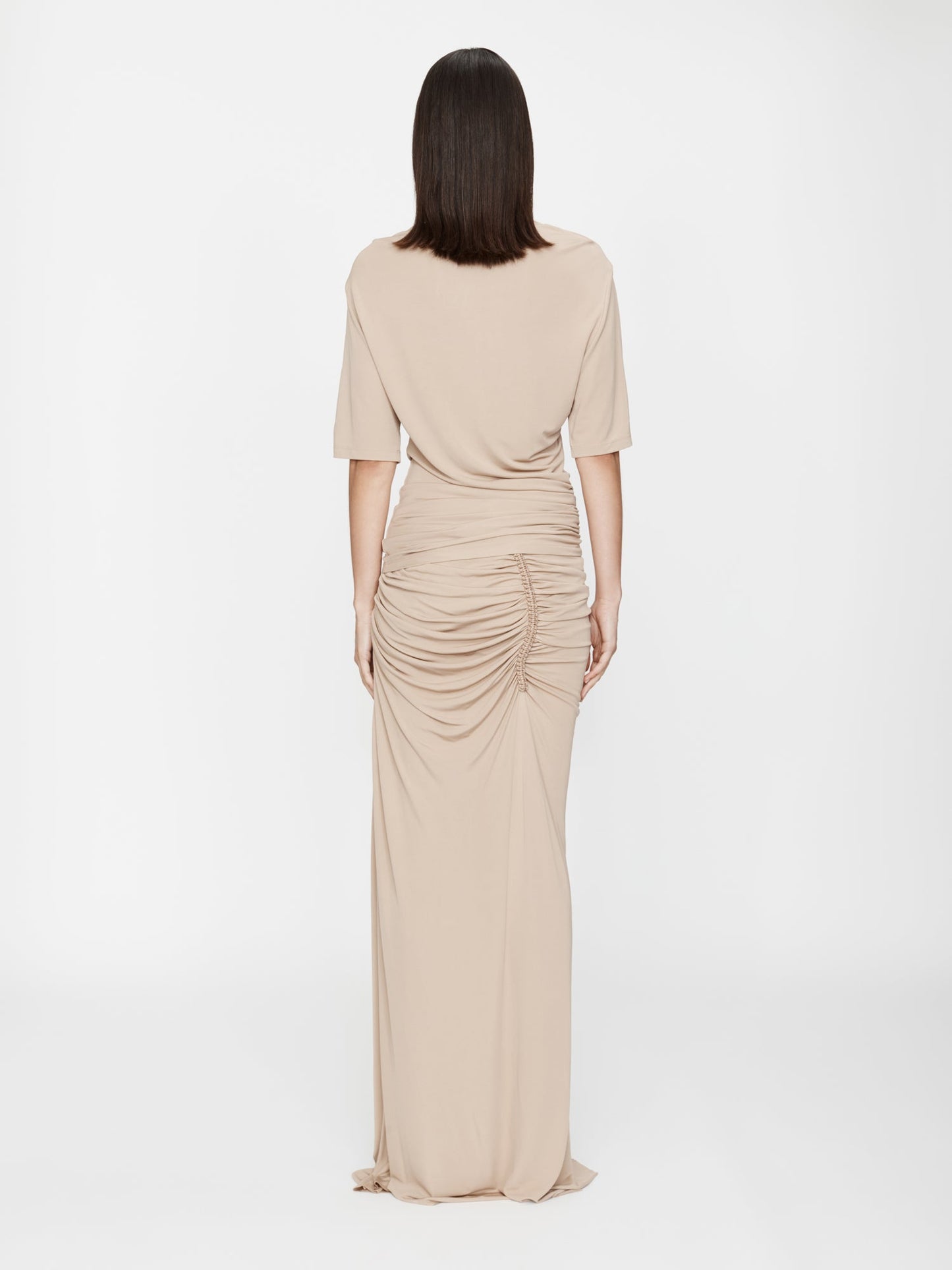 CHRISTOPHER ESBER Shibari Jersey Ruche Skirt (Sand)