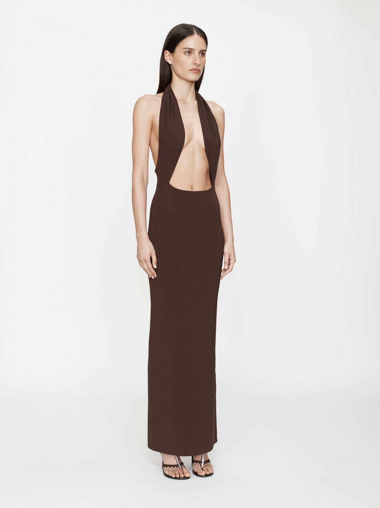 CHRISTOPHER ESBER Slope Knit Halter Dress (Espresso)