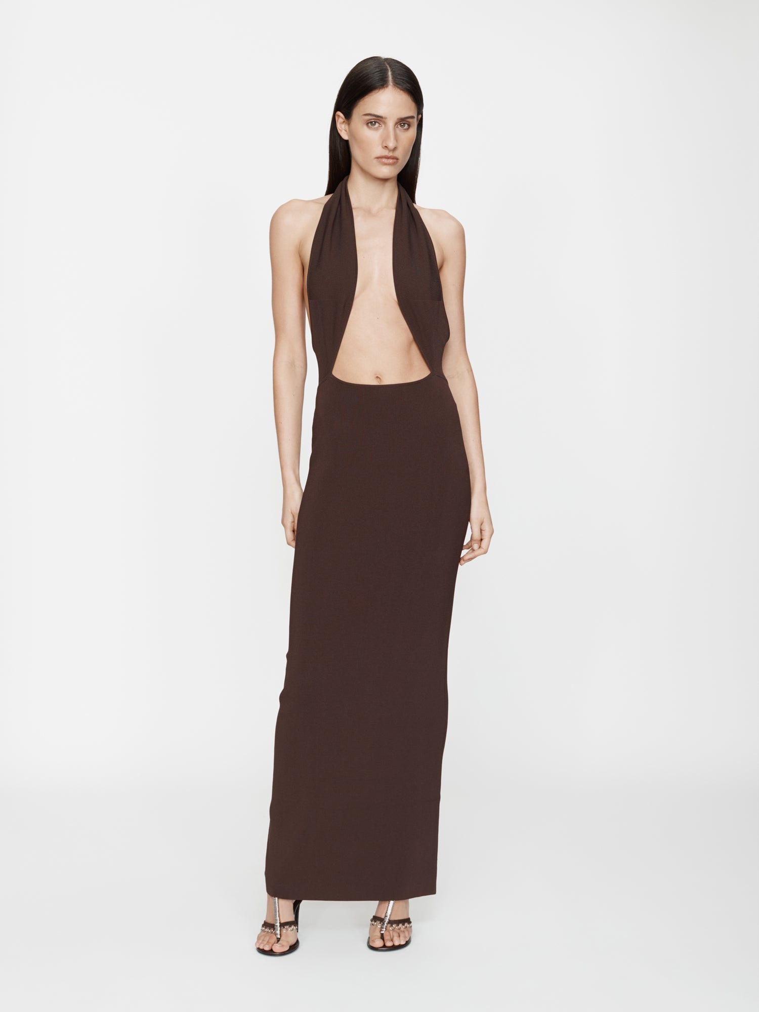 Image of Dresses. Productname: CHRISTOPHER ESBER Slope Knit Halter Dress in Espresso colour by brand - CHRISTOPHER ESBER