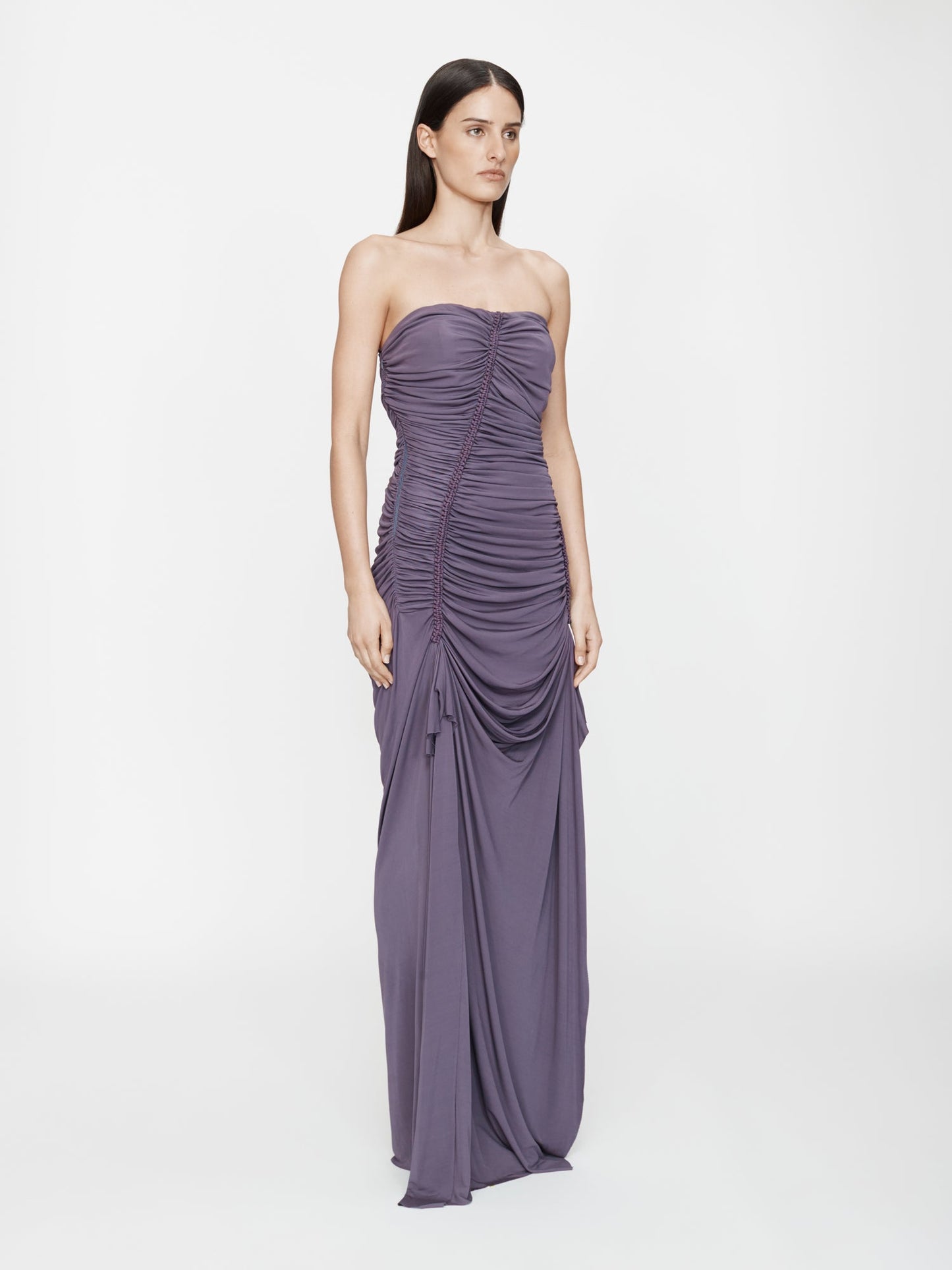 CHRISTOPHER ESBER Shibari Jersey Ruche Strapless Dress (Violet)