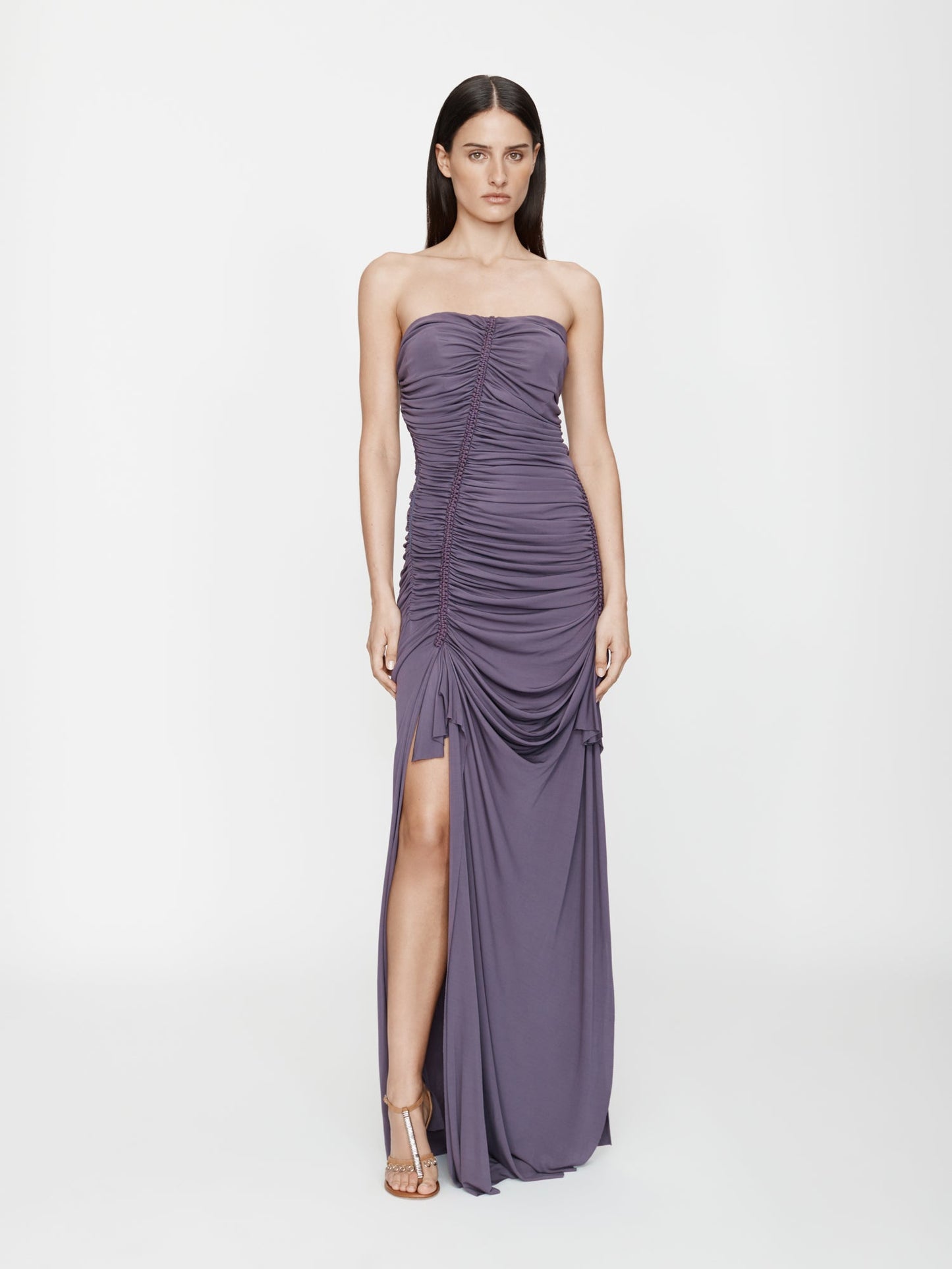 Image of Dresses. Productname: CHRISTOPHER ESBER Shibari Jersey Ruche Strapless Dress in Violet colour by brand - CHRISTOPHER ESBER