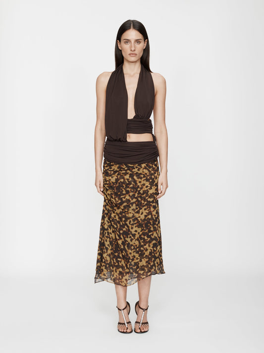 CHRISTOPHER ESBER Cord Trimmed Silk Ruche Skirt (Tortoiseshell)