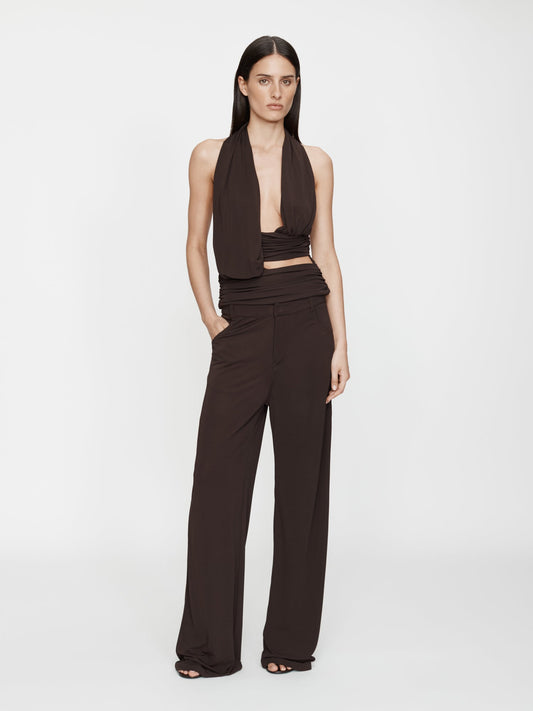 Image of a model wearing Pants. Productname: CHRISTOPHER ESBER Relaxed Jersey Jean in Espresso colour by brand - CHRISTOPHER ESBER