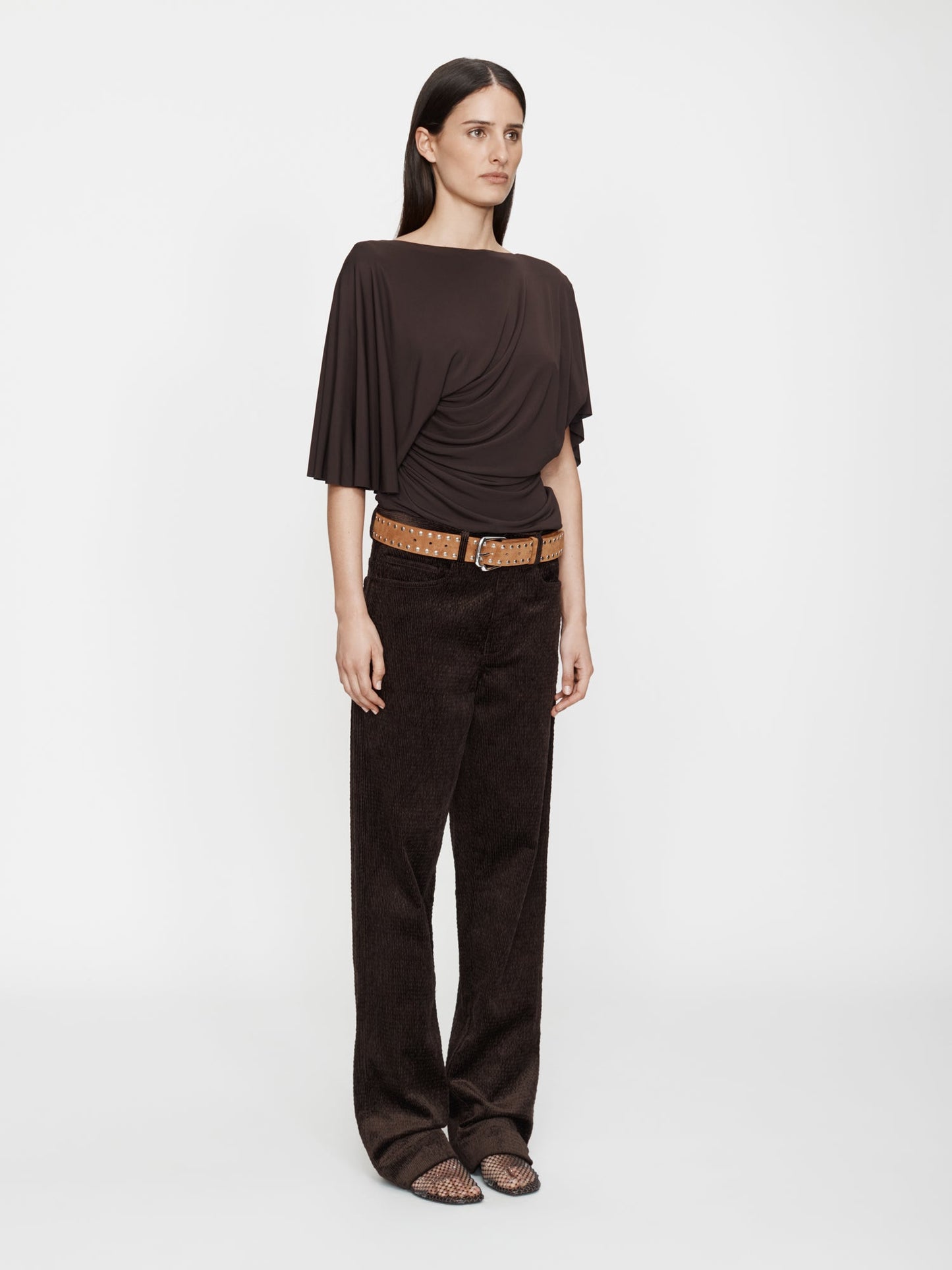 CHRISTOPHER ESBER Fluted Jersey Top (Espresso)