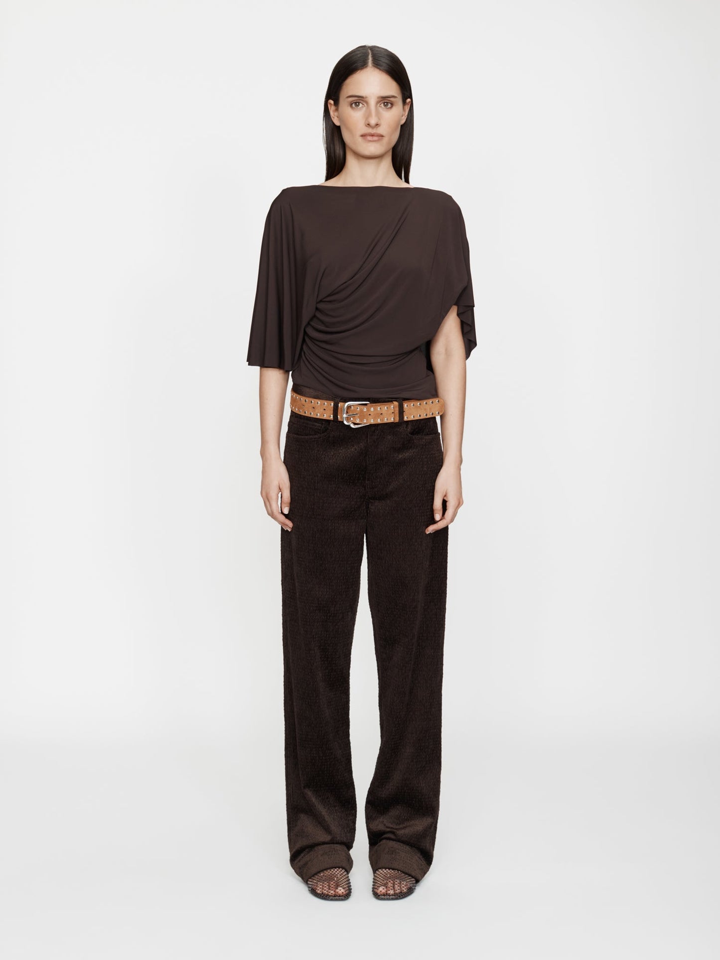 CHRISTOPHER ESBER Ava Sateen Corduroy Jean (Espresso)