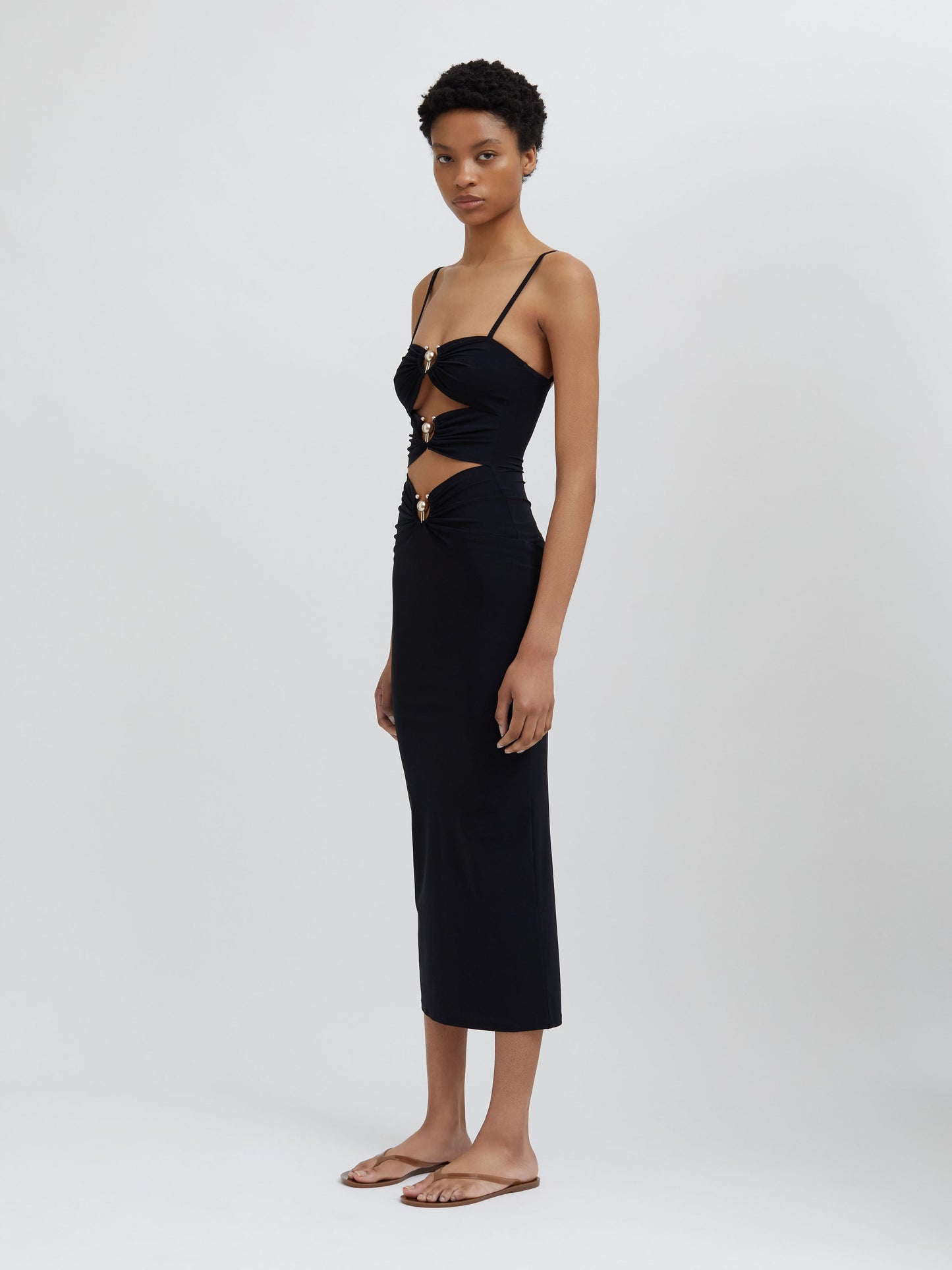 Christopher Esber Pierced Orbit Column Dress (Black)