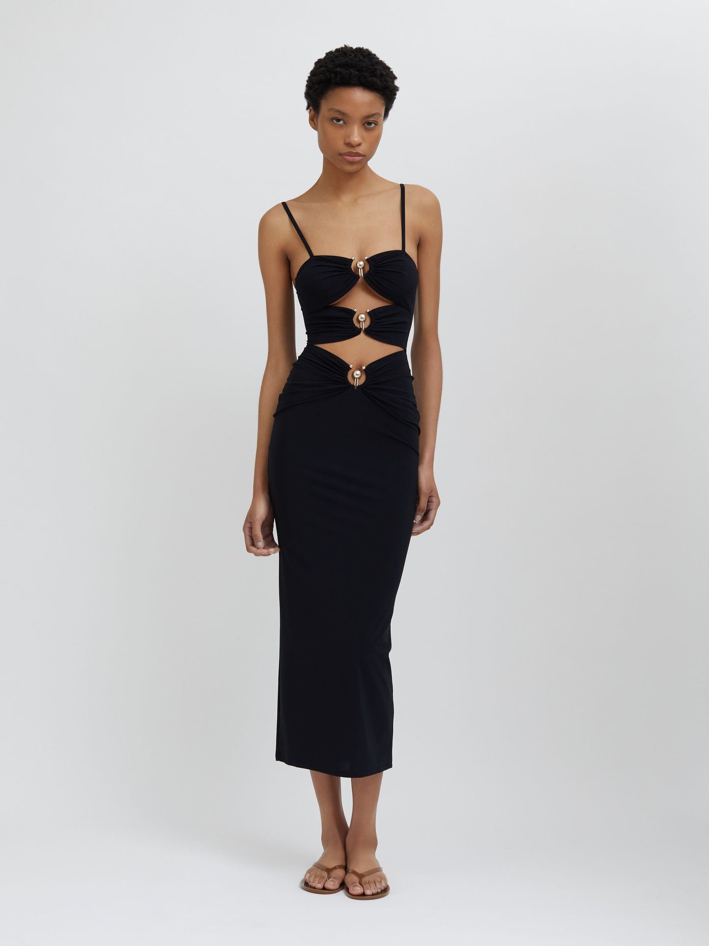 Christopher Esber Pierced Orbit Column Dress (Black)