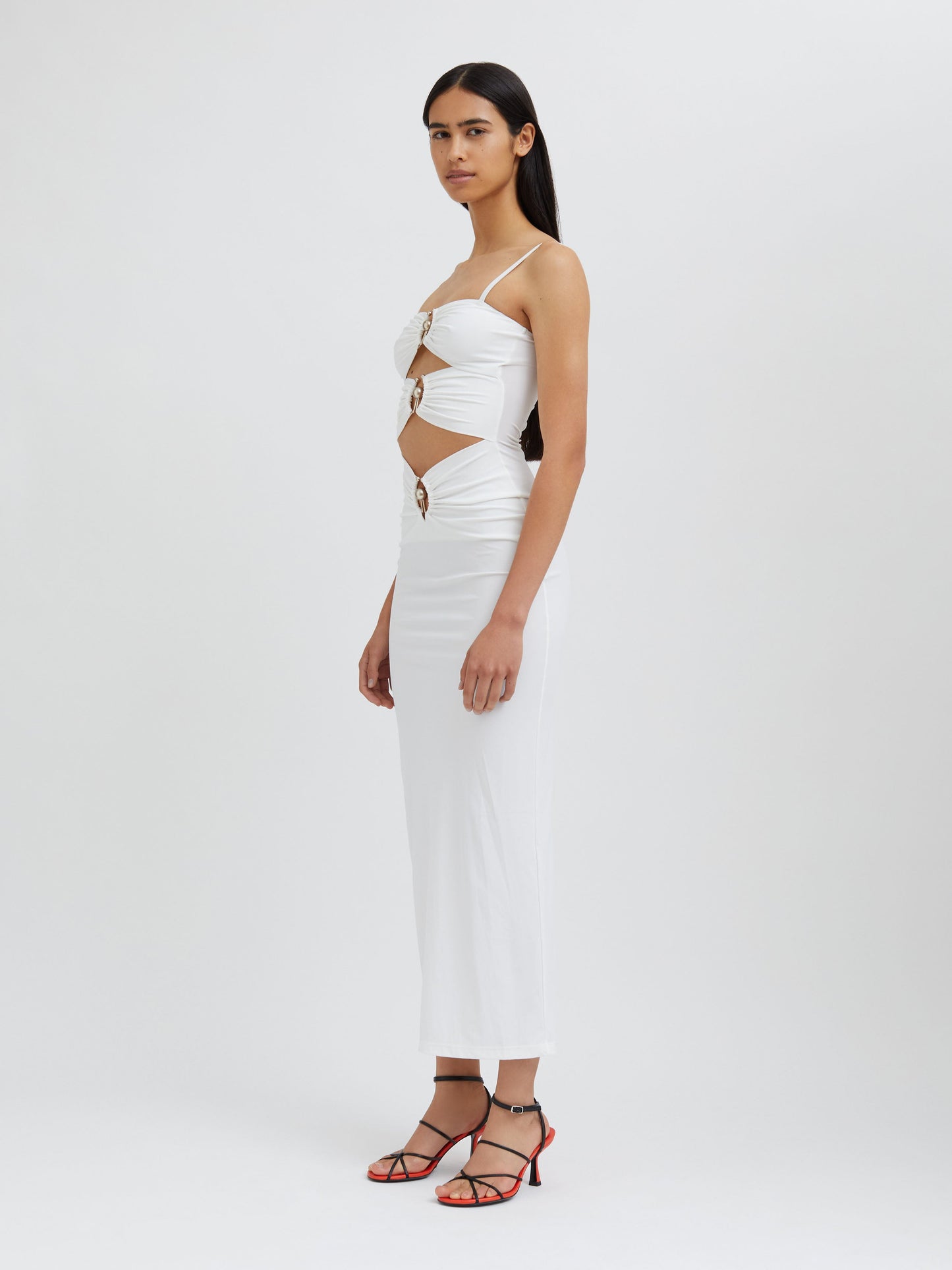 Christopher Esber Pierced Orbit Column Dress (White)